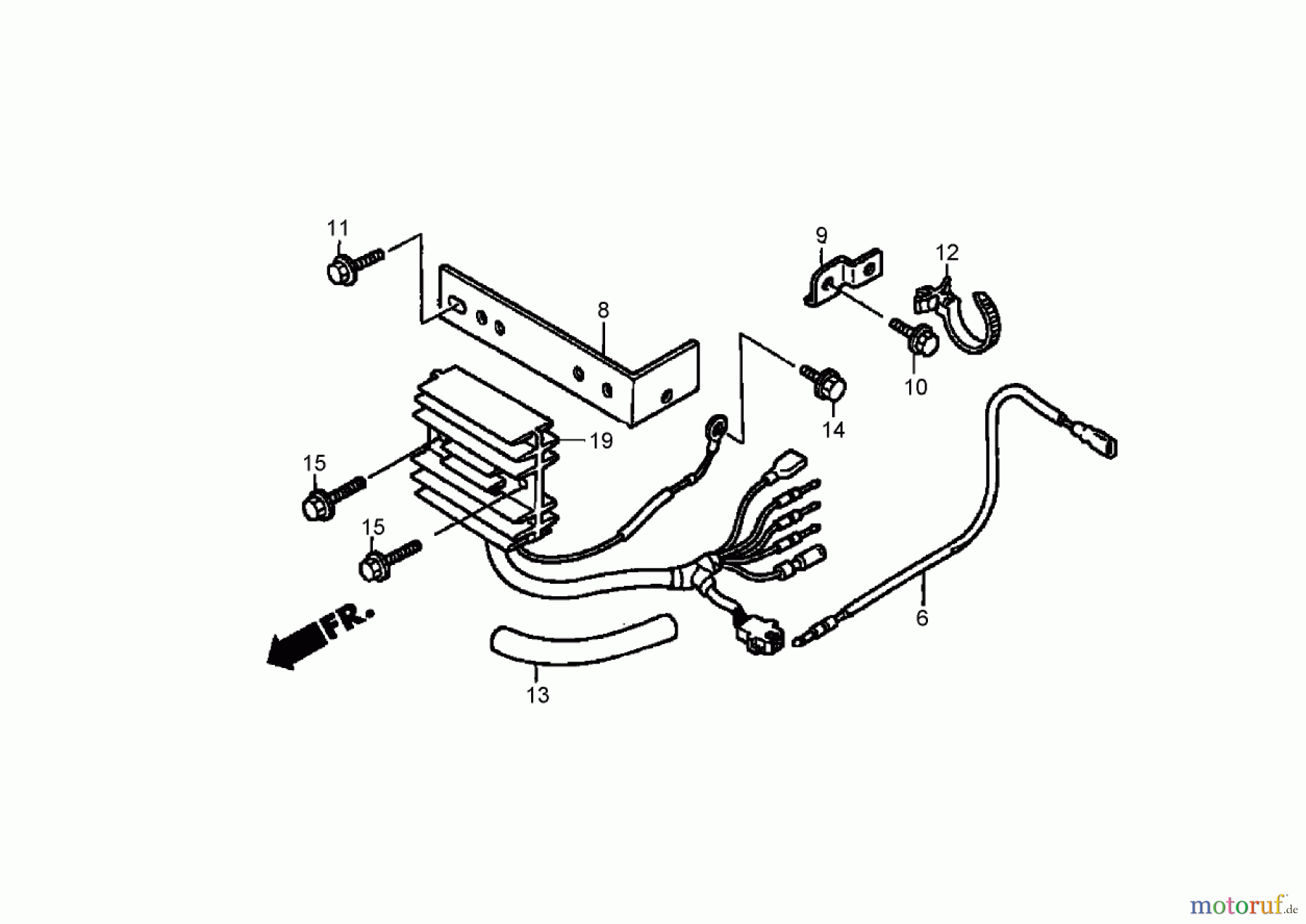  Toro Neu Mowers, Zero-Turn 74425 (Z530) - Toro TimeCutter Z530 Riding Mower, 2007 (270000001-270999999) REGULATOR RECTIFIER AND SUB-WIRE HARNESS ASSEMBLY HONDA GXV530 EXA2LB