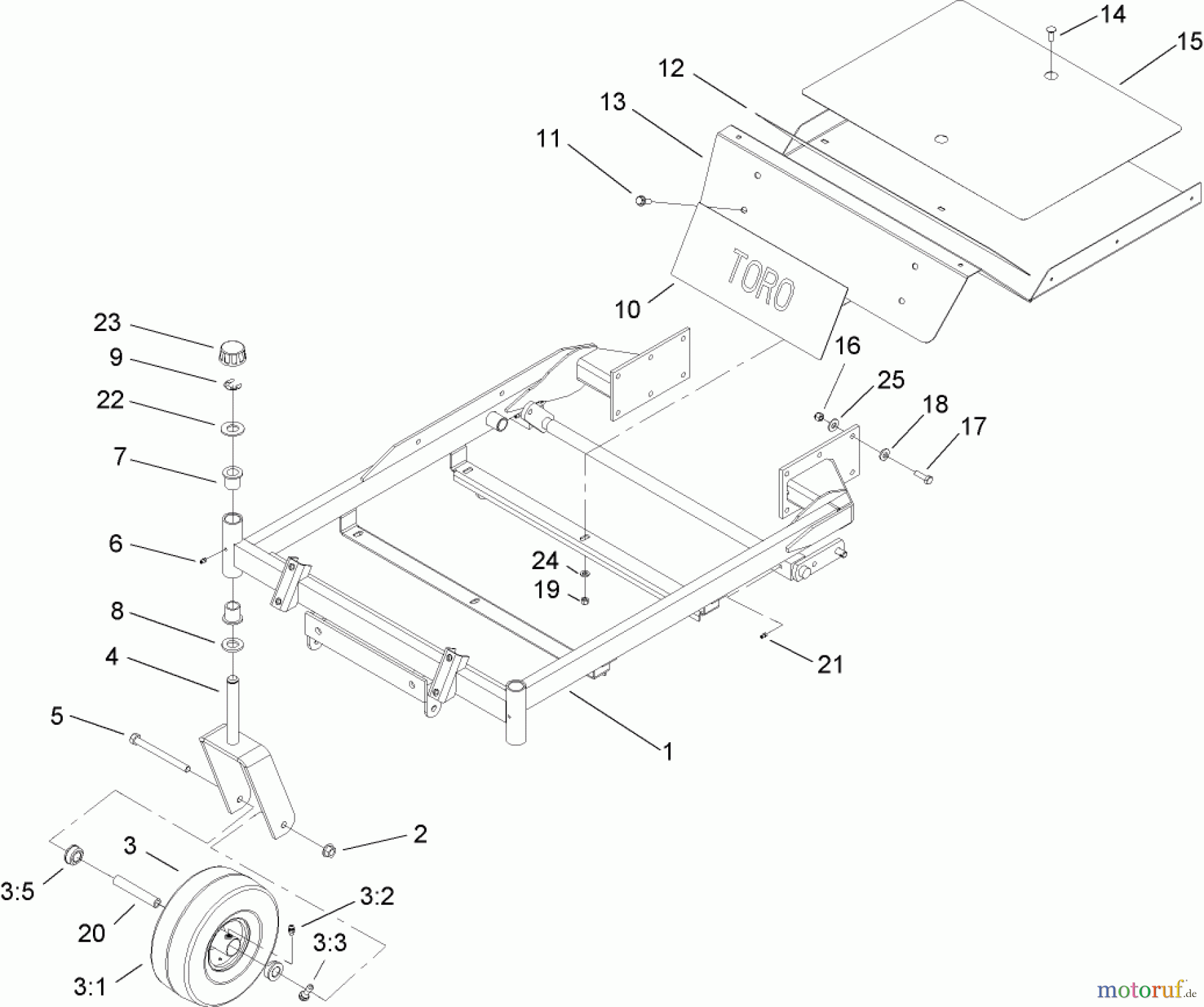  Toro Neu Mowers, Zero-Turn 74806 (ZX525) - Toro TimeCutter ZX525 Riding Mower, 2005 (250000001-250999999) FRONT FRAME ASSEMBLY