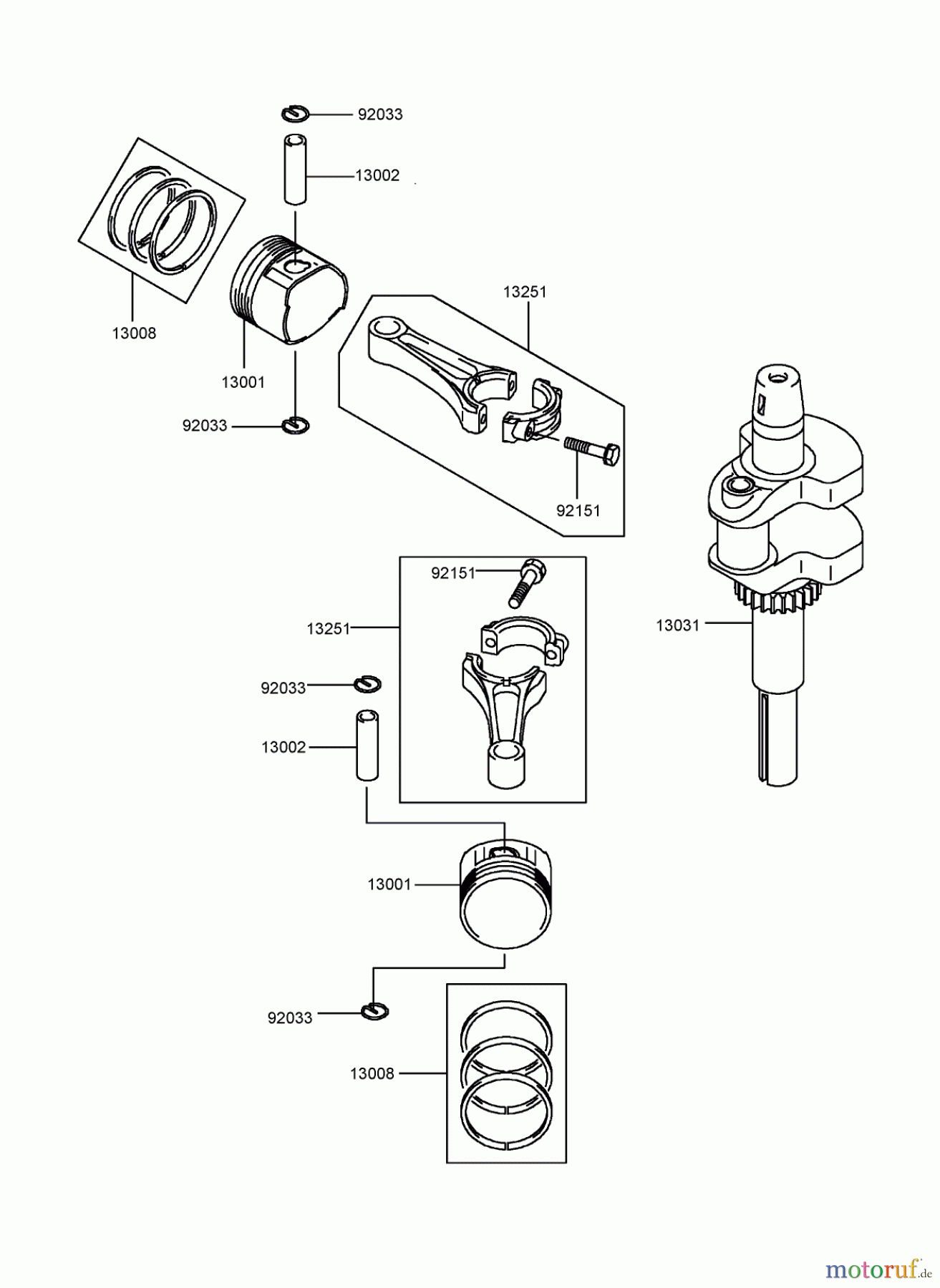  Toro Neu Mowers, Zero-Turn 74806 (ZX525) - Toro TimeCutter ZX525 Riding Mower, 2005 (250000001-250999999) PISTON AND CRANKSHAFT ASSEMBLY KAWASAKI FH541V-AS07