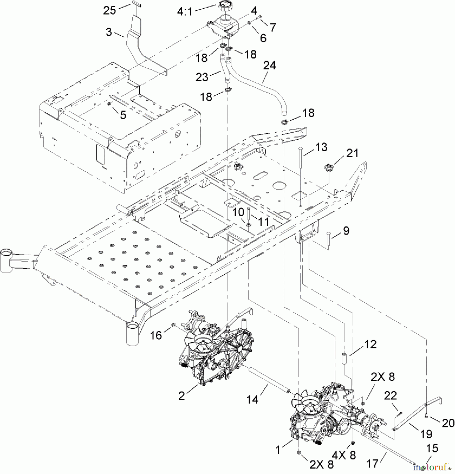  Toro Neu Mowers, Zero-Turn 74816 (Z4800) - Toro TITAN Z4800 Zero-Turn-Radius Riding Mower, 2008 (280000001-280999999) TRANSMISSION ASSEMBLY