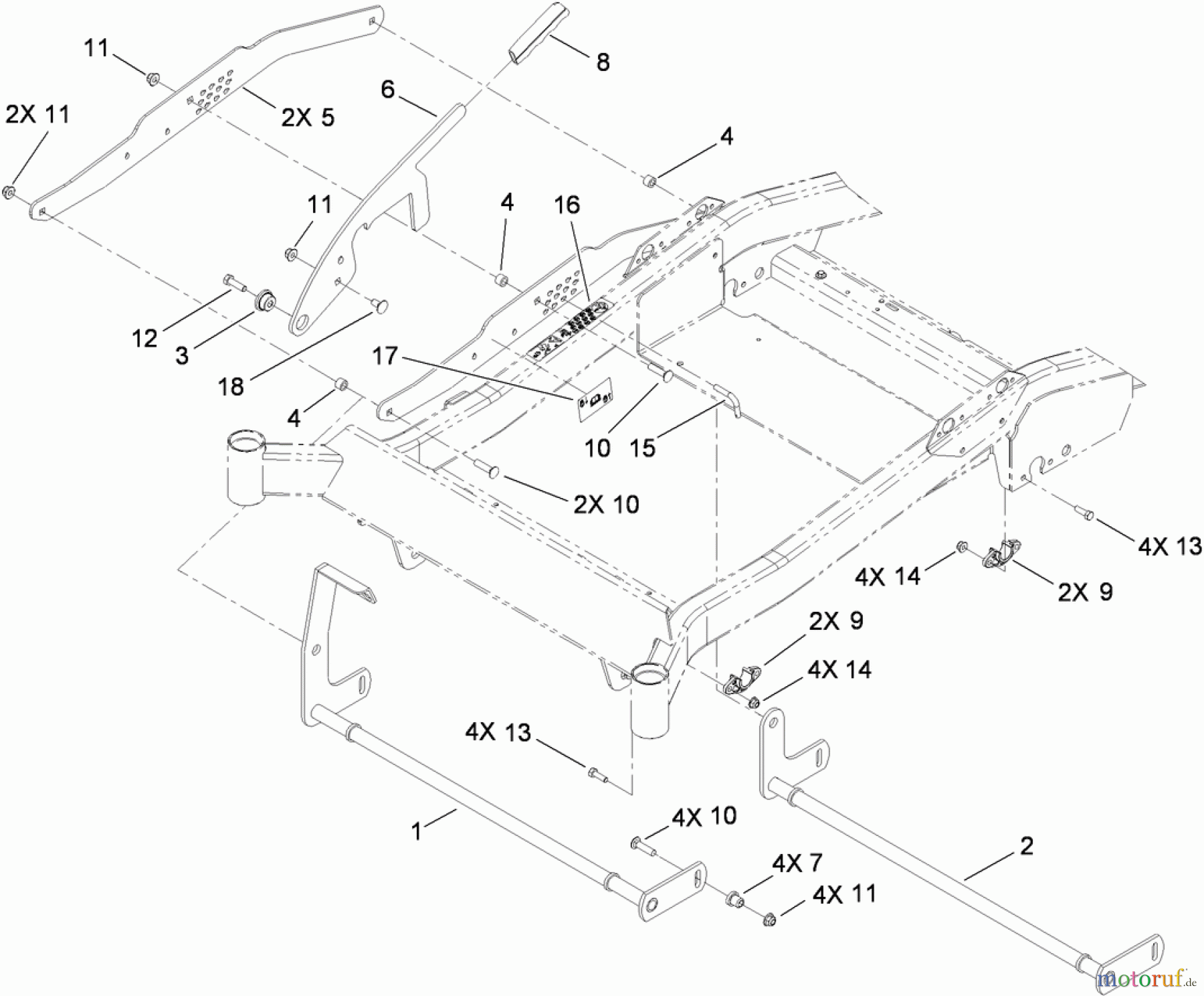  Toro Neu Mowers, Zero-Turn 74820 (ZX5000) - Toro TITAN ZX5000 Zero-Turn-Radius Riding Mower, 2009 (290000001-290999999) DECK LIFT ASSEMBLY