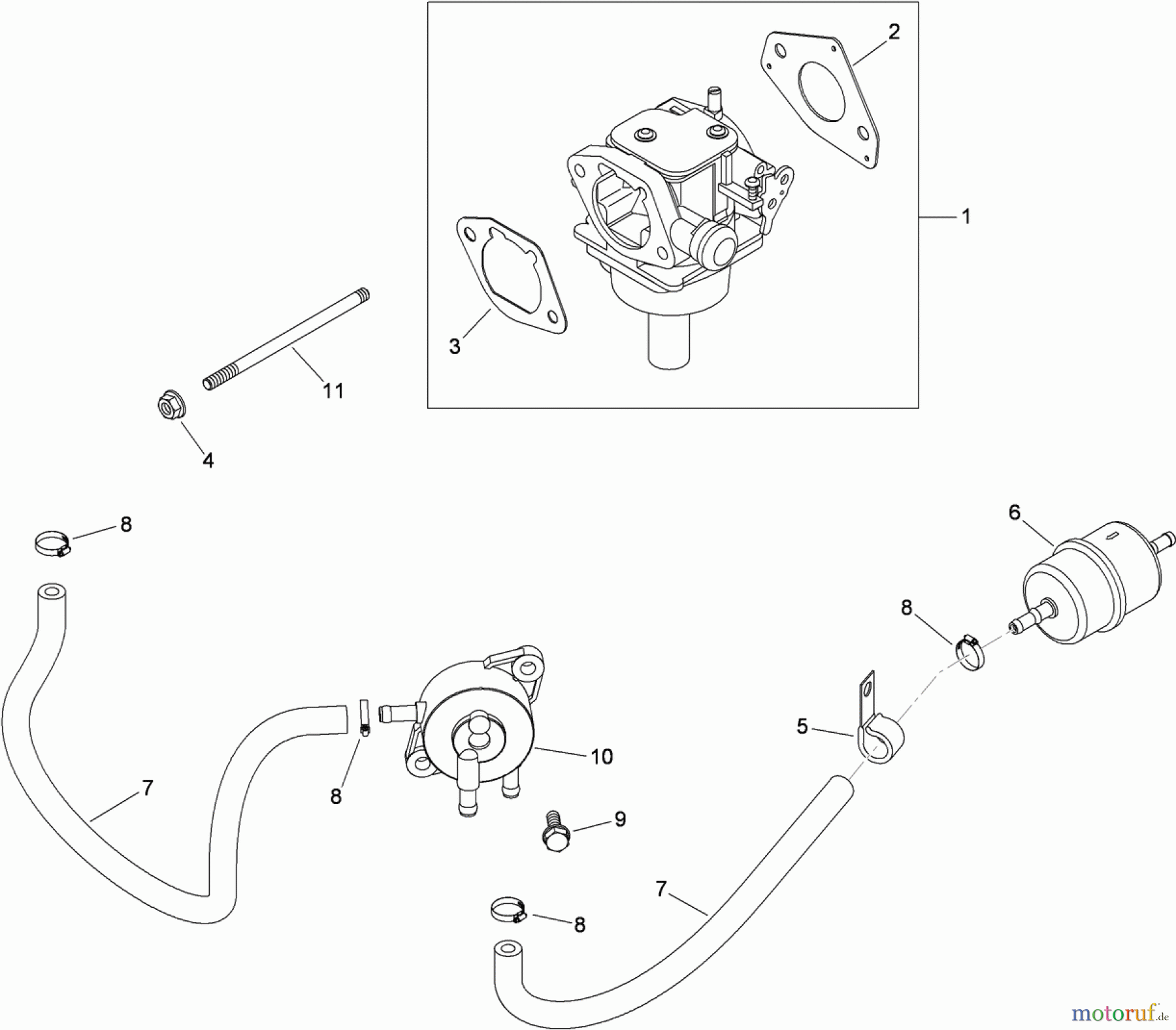  Toro Neu Mowers, Zero-Turn 74822 (ZX5400) - Toro TITAN ZX5400 Zero-Turn-Radius Riding Mower, 2009 (290000001-290999999) FUEL SYSTEM ASSEMBLY KOHLER SV820-0015