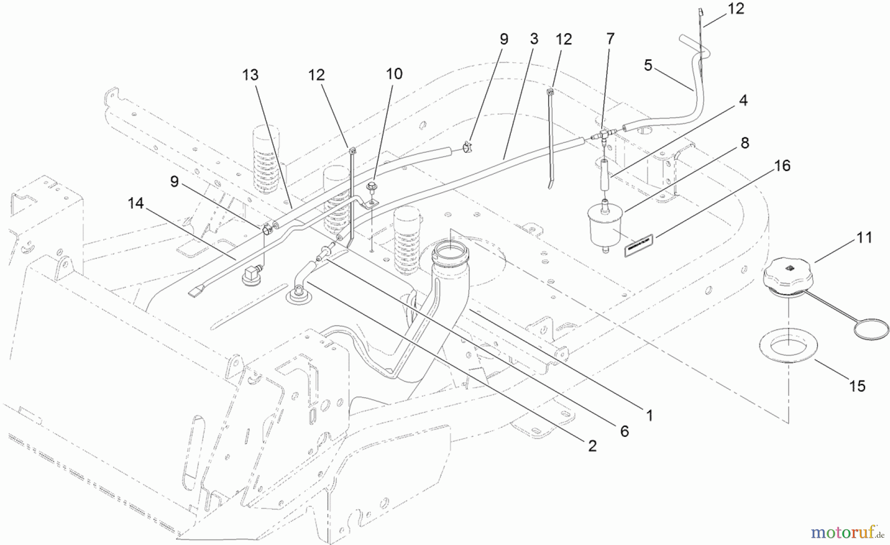  Toro Neu Mowers, Zero-Turn 74841 (ZX4820) - Toro TITAN ZX4820 Zero-Turn-Radius Riding Mower, 2011 (311000001-311999999) FUEL DELIVERY ASSEMBLY