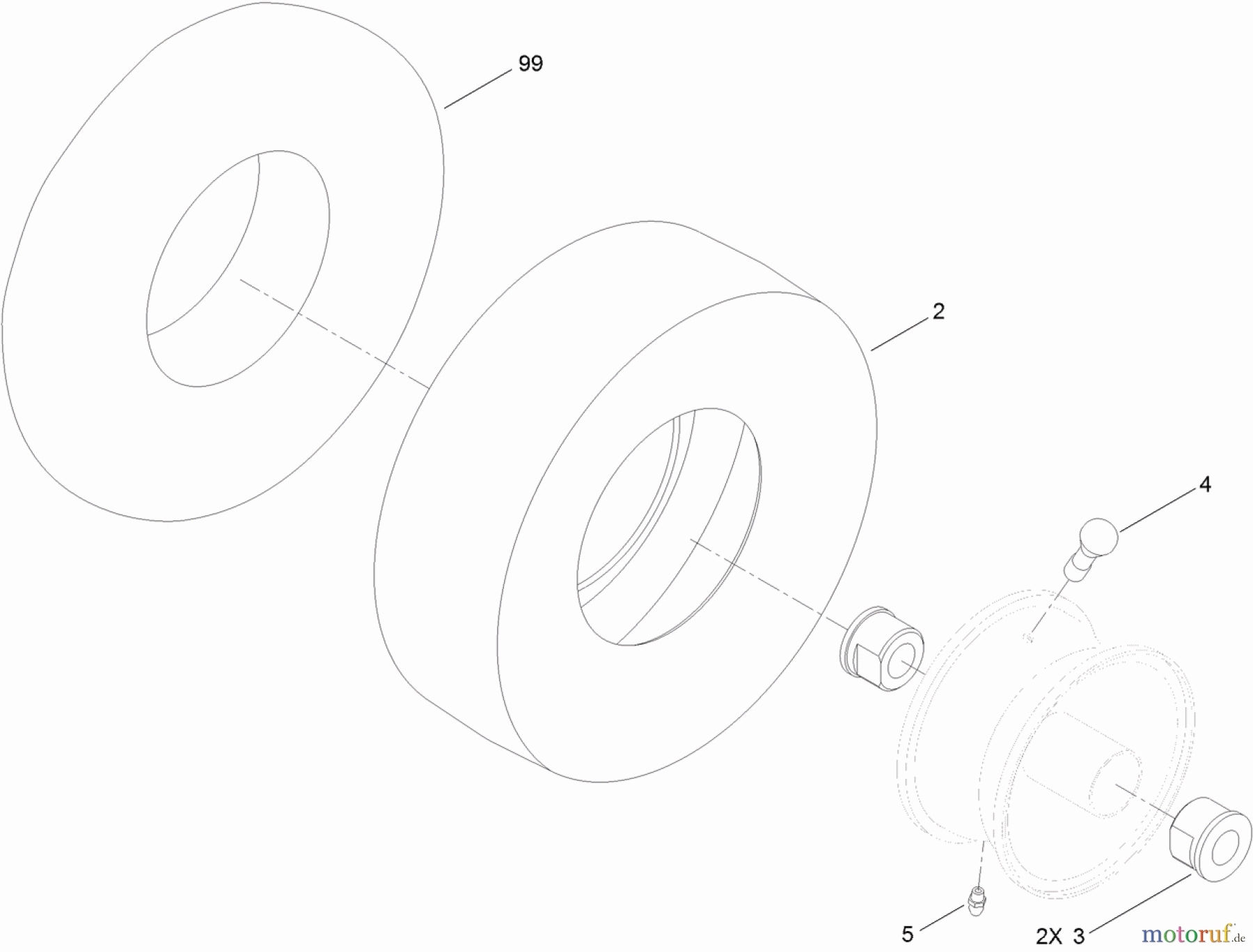  Toro Neu Mowers, Zero-Turn 74841 (ZX4820) - Toro TITAN ZX4820 Zero-Turn-Radius Riding Mower, 2012 (SN 312000001-312999999) WHEEL AND TIRE ASSEMBLY NO. 115-2554