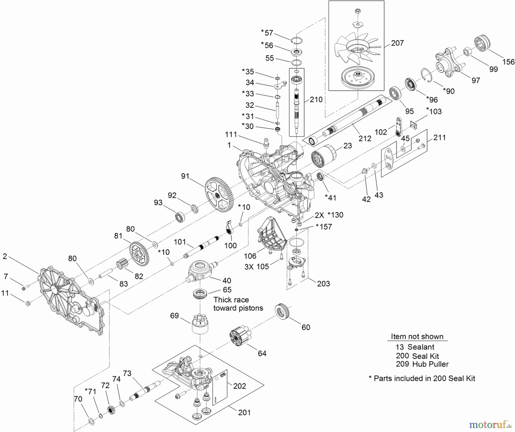  Toro Neu Mowers, Zero-Turn 74871 (MX4880) - Toro TITAN MX4880 Zero-Turn-Radius Riding Mower, 2011 (311000001-311999999) LH HYDRO TRANSMISSION ASSEMBLY NO. 119-8892