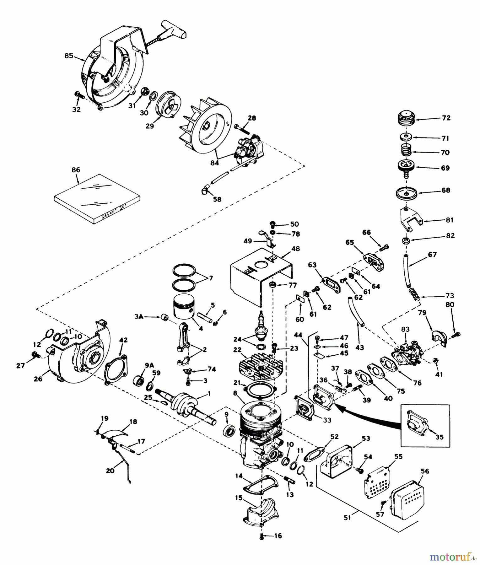  Toro Neu Snow Blowers/Snow Throwers Seite 1 31412 - Toro Snow Pup, 1972 (2000001-2999999) ENGINE, MODEL NO. AH-520 TYPES 1401F & 1450E