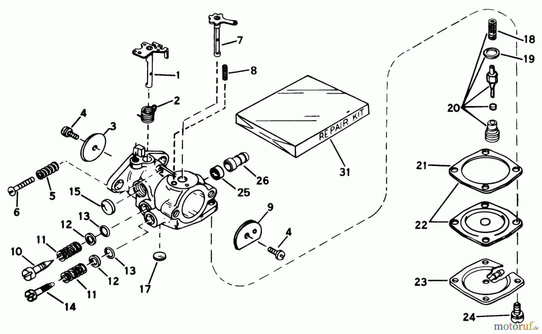  Toro Neu Snow Blowers/Snow Throwers Seite 1 31506 - Toro Snowmaster, 1977 (7000001-7999999) CARBURETOR NO. 631887