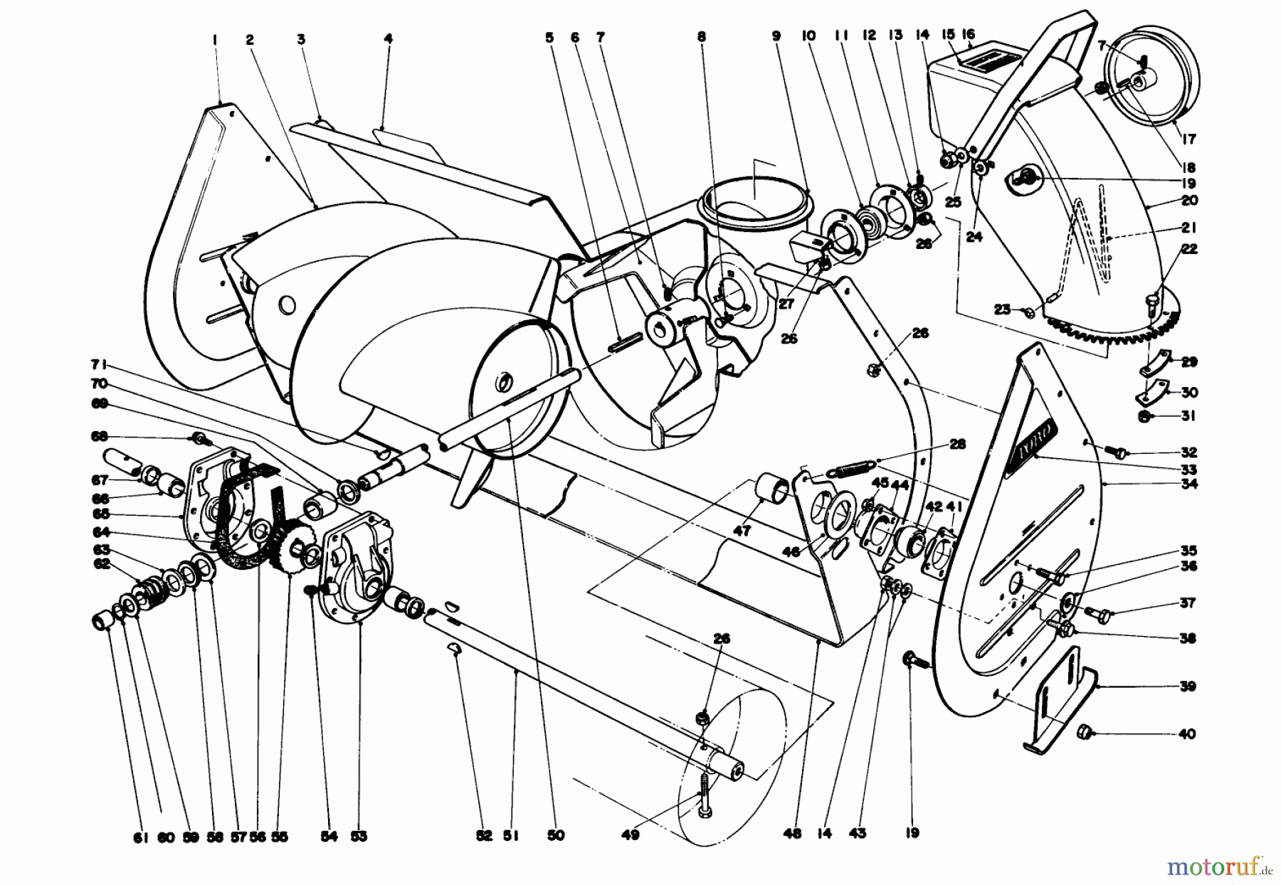  Toro Neu Snow Blowers/Snow Throwers Seite 1 31823 (832) - Toro 832 Snowthrower, 1975 (5000001-5999999) AUGER ASSEMBLY (MODEL 31763)