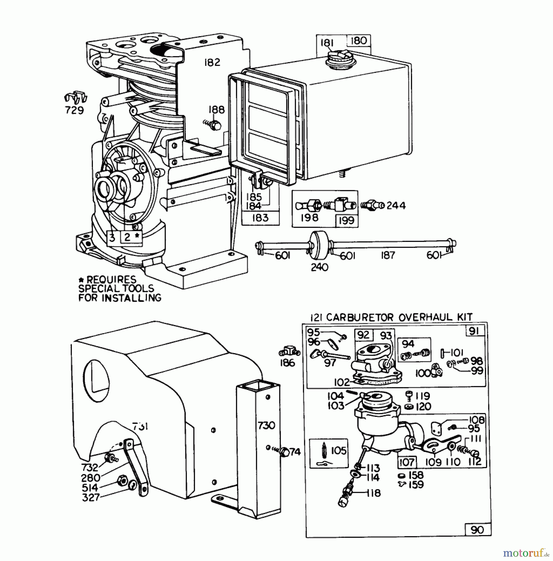  Toro Neu Snow Blowers/Snow Throwers Seite 1 31763 (826) - Toro 826 Snowthrower, 1976 (6000001-6999999) CARBURETOR ASSEMBLY