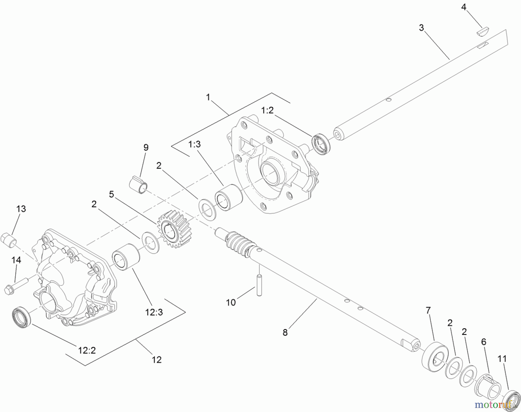  Toro Neu Snow Blowers/Snow Throwers Seite 1 37771 - Toro Power Max 726 OE Snowthrower, 2013 (SN 313000001-313999999) 26 INCH AUGER GEARCASE ASSEMBLY NO. 119-7641