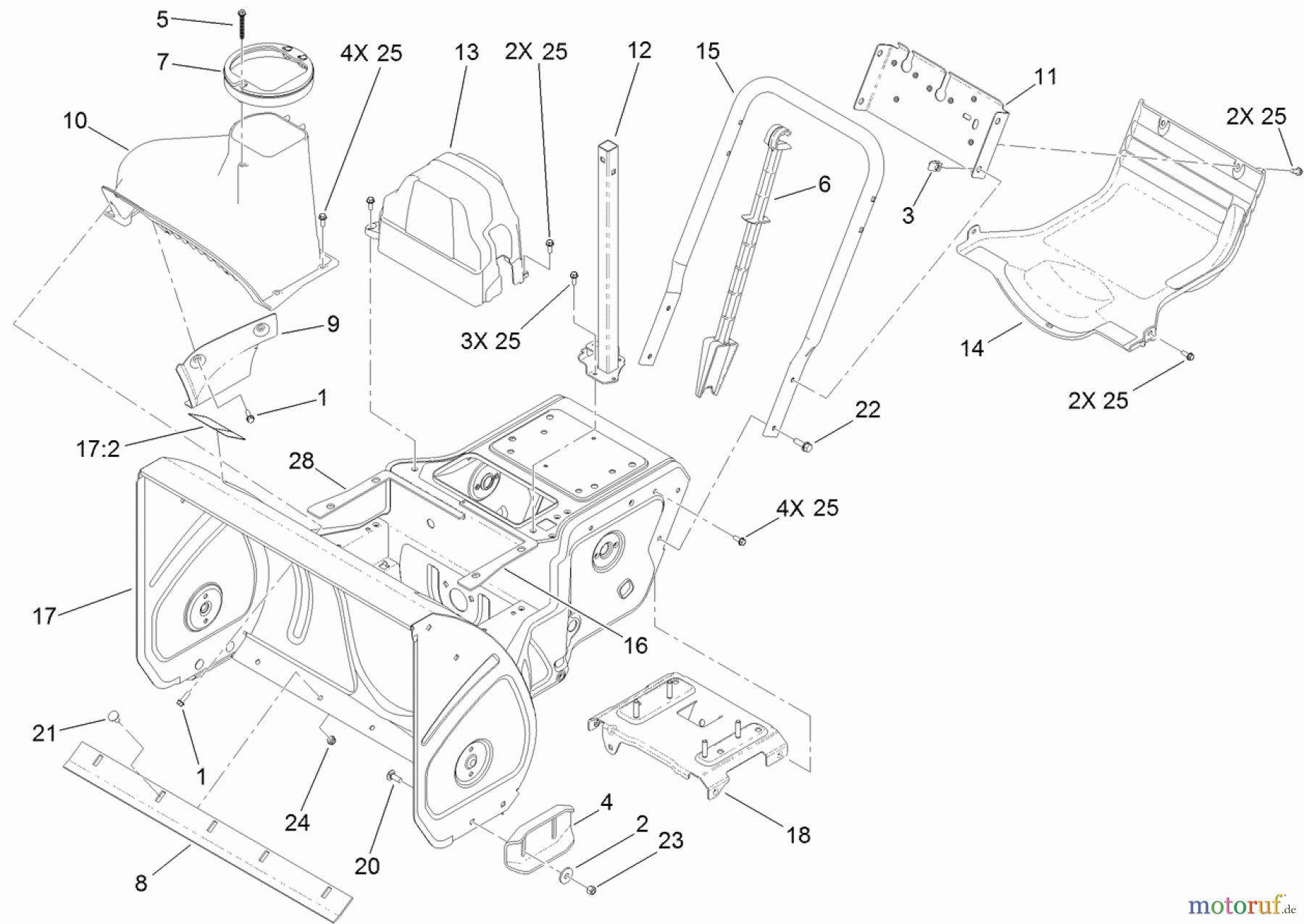  Toro Neu Snow Blowers/Snow Throwers Seite 1 37771 - Toro Power Max 726 OE Snowthrower, 2013 (SN 313000001-313999999) FRAME, HOUSING AND BYPASS ASSEMBLY