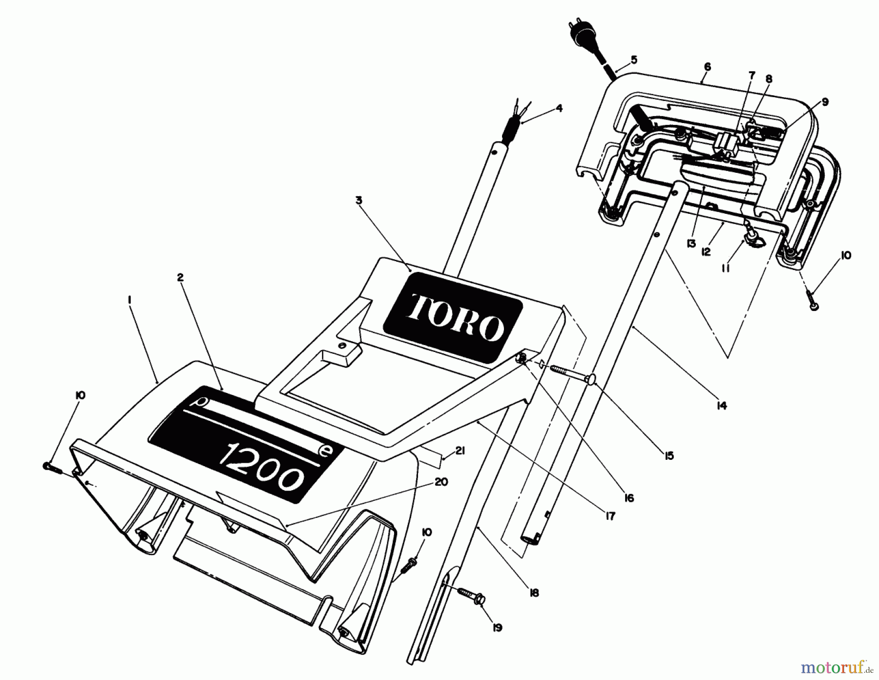  Toro Neu Snow Blowers/Snow Throwers Seite 1 38005 (1200) - Toro 1200 Power Curve Snowthrower, 1991 (1000001-1999999) HANDLE ASSEMBLY