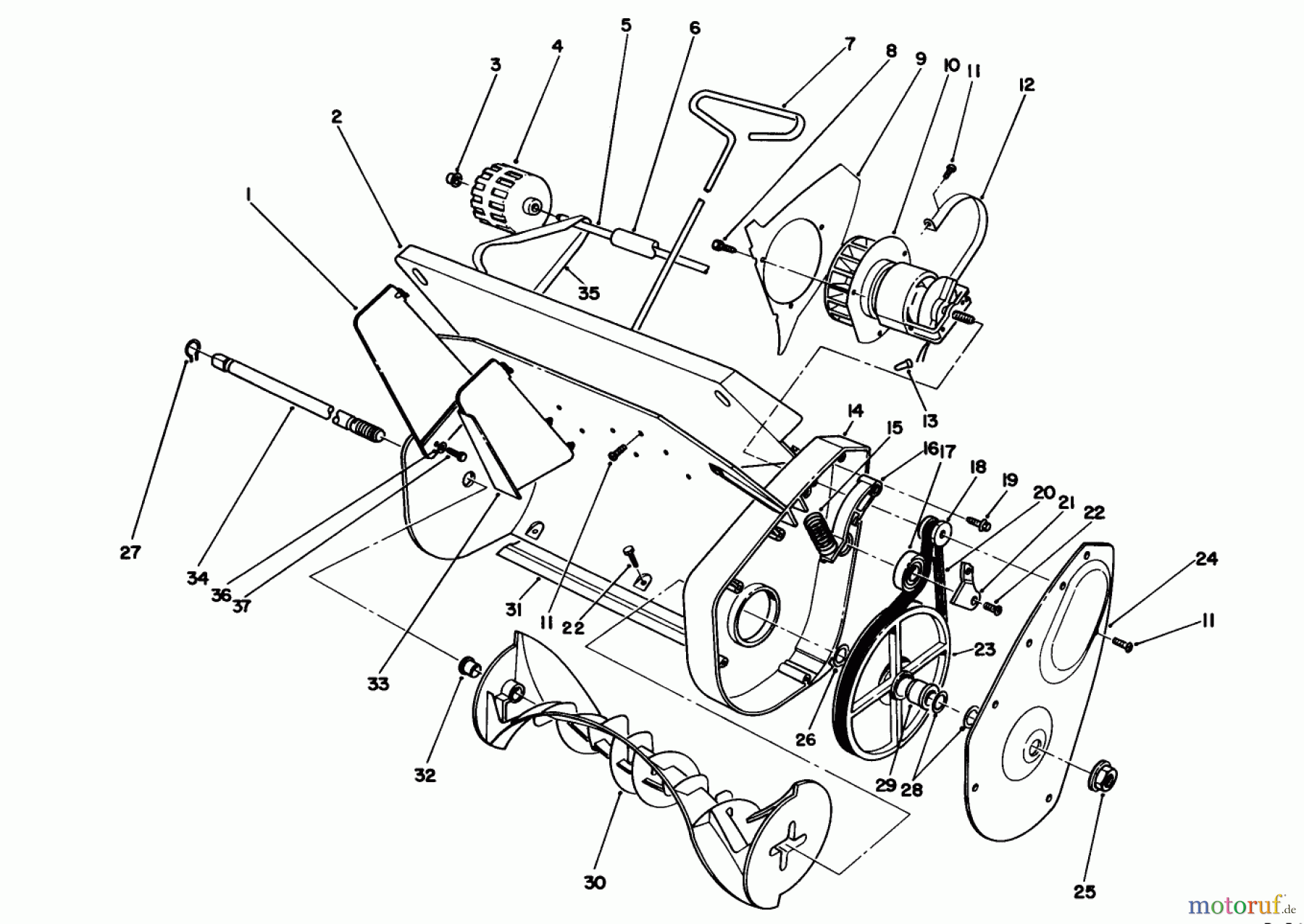  Toro Neu Snow Blowers/Snow Throwers Seite 1 38005 (1200) - Toro 1200 Power Curve Snowthrower, 1993 (3900001-3999999) HOUSING & ROTOR ASSEMBLY