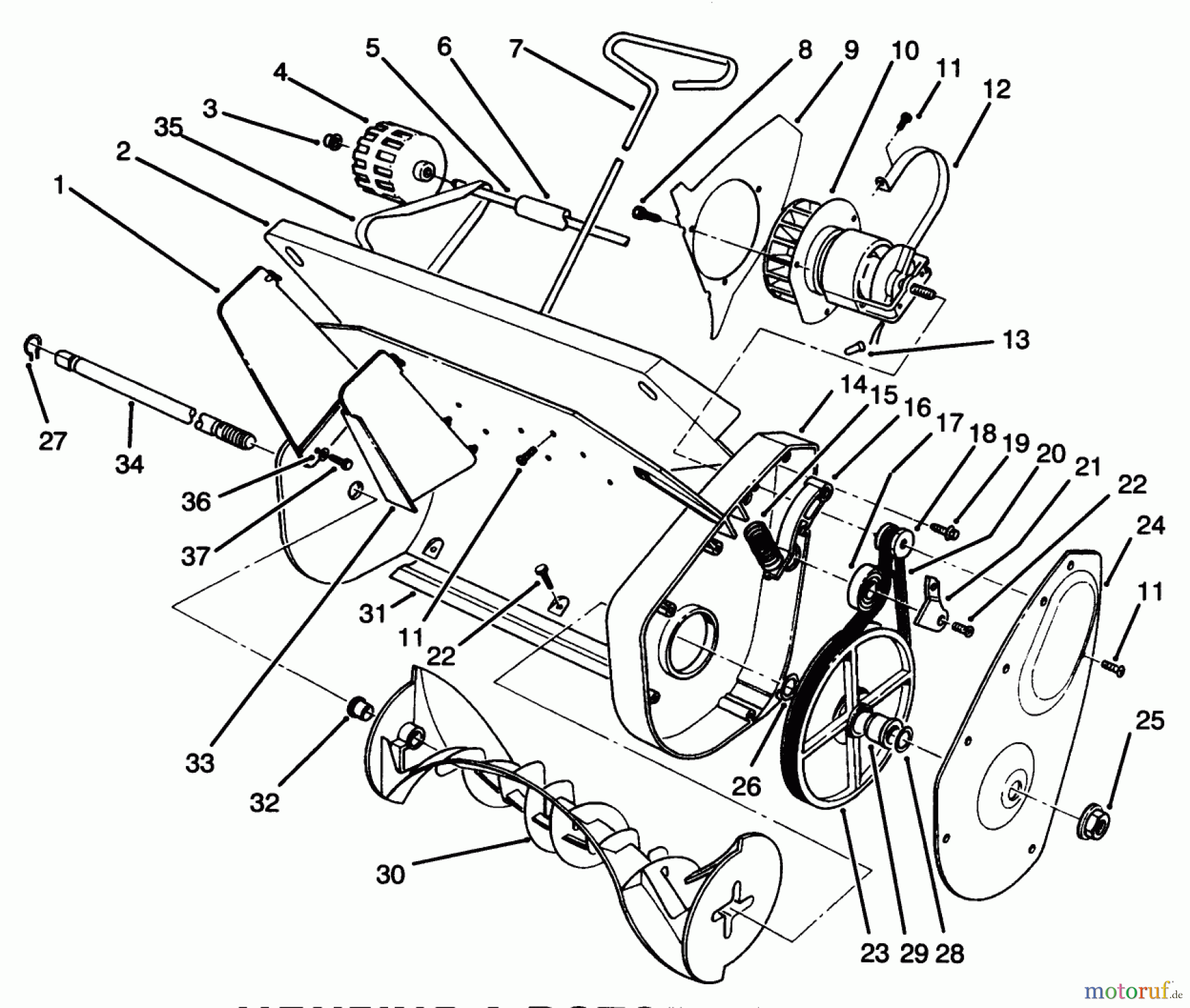  Toro Neu Snow Blowers/Snow Throwers Seite 1 38005 (1200) - Toro 1200 Power Curve Snowthrower, 1996 (6900001-6999999) HOUSING & ROTOR ASSEMBLY