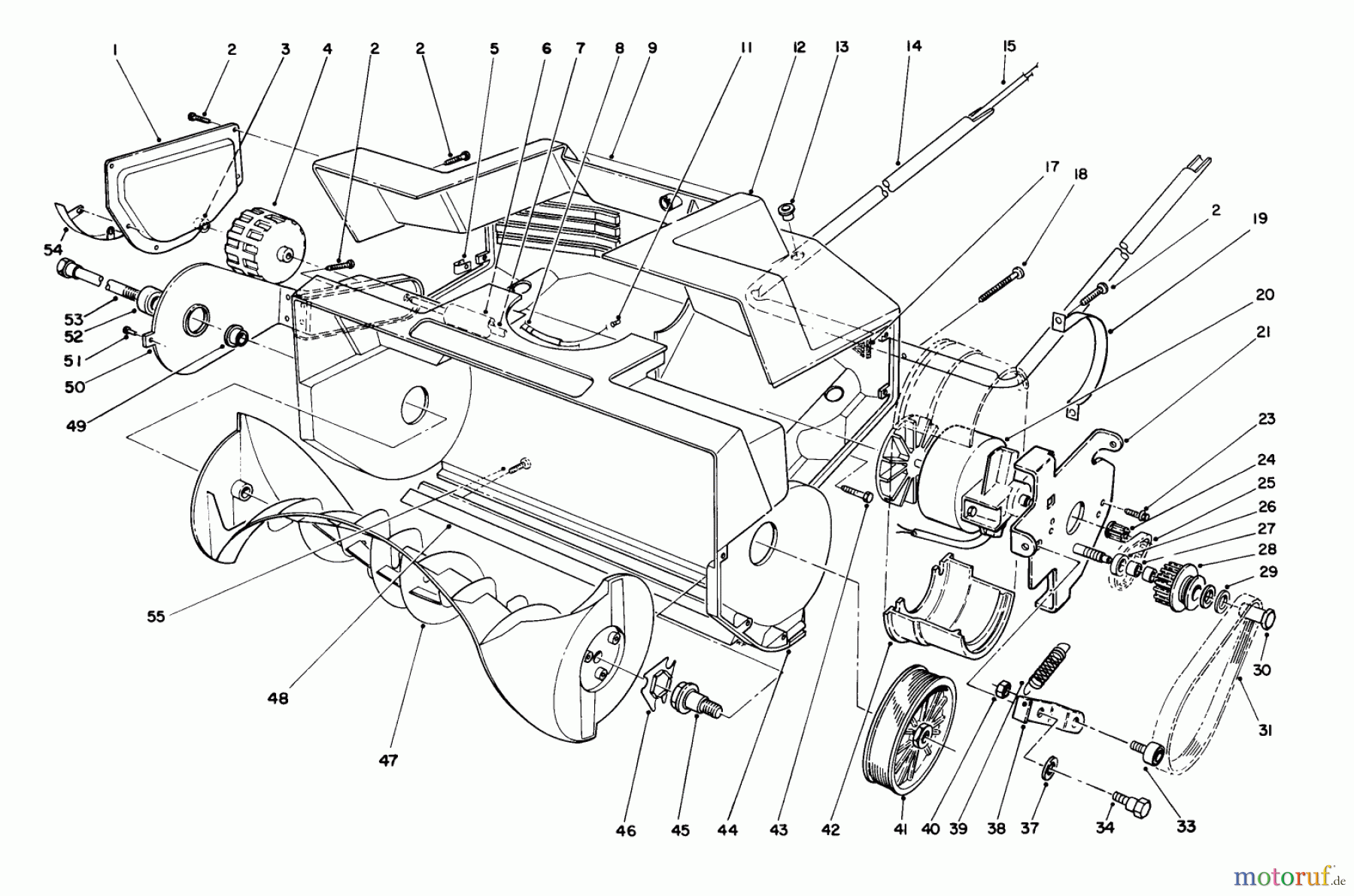  Toro Neu Snow Blowers/Snow Throwers Seite 1 38025 (1800) - Toro 1800 Power Curve Snowthrower, 1994 (49000001-49999999) HOUSING & ROTOR ASSEMBLY