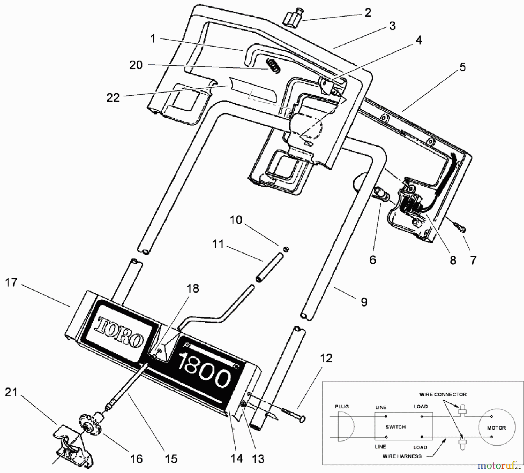  Toro Neu Snow Blowers/Snow Throwers Seite 1 38025 (1800) - Toro 1800 Power Curve Snowthrower, 2011 (311000001-311999999) HANDLE ASSEMBLY