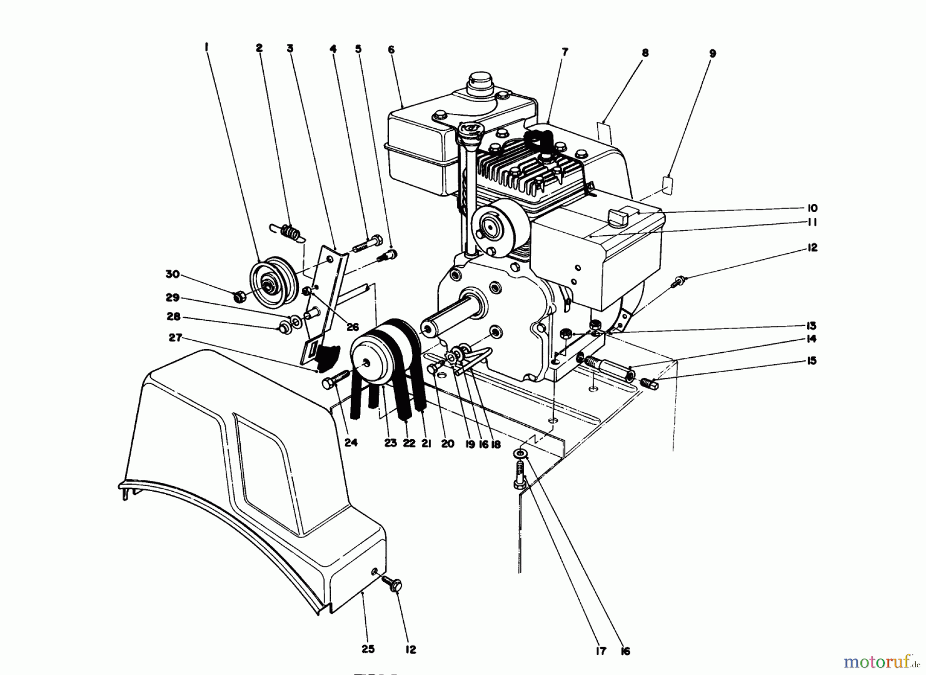  Toro Neu Snow Blowers/Snow Throwers Seite 1 38035 (3521) - Toro 3521 Snowthrower, 1985 (5000001-5999999) ENGINE ASSEMBLY