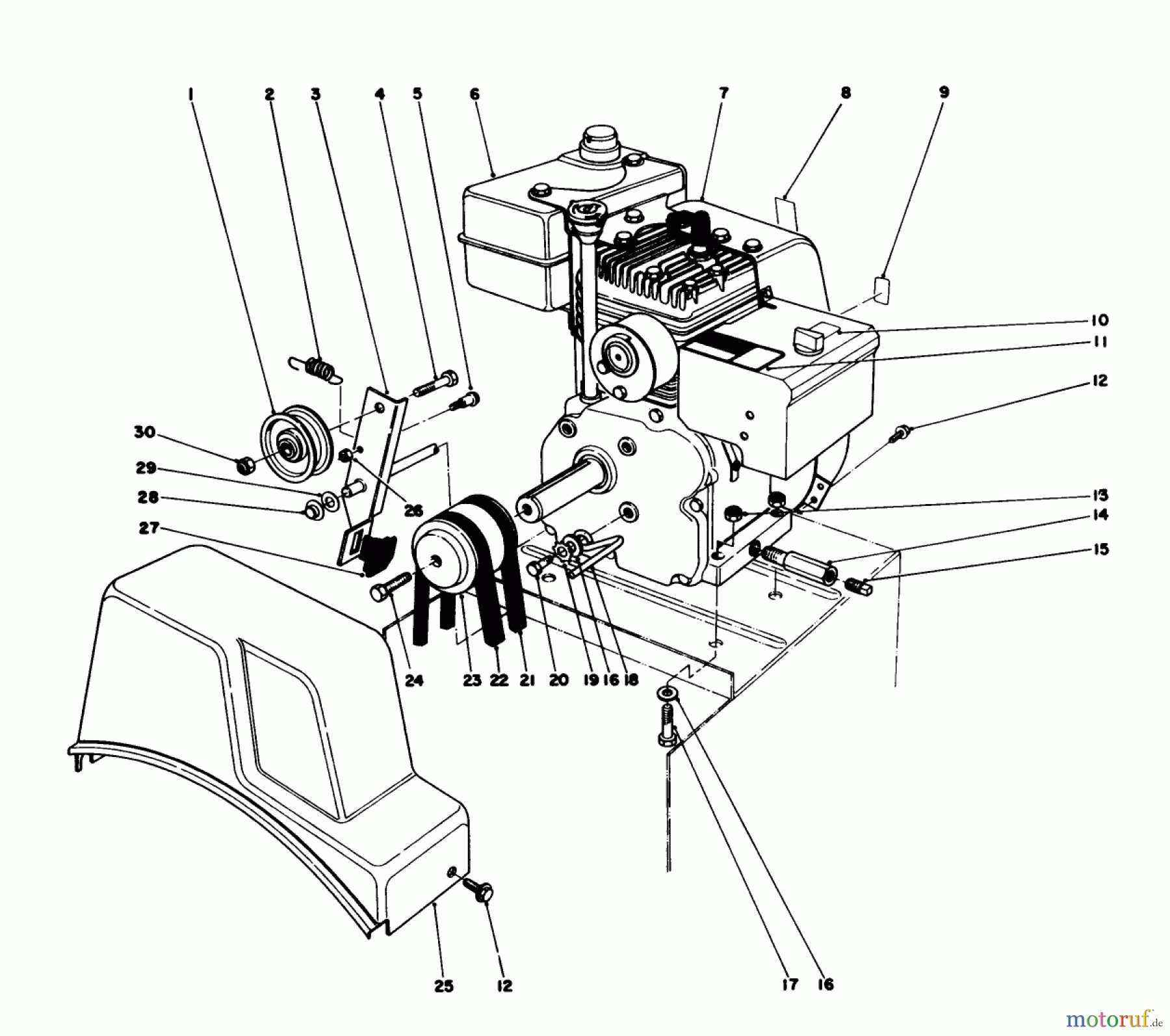  Toro Neu Snow Blowers/Snow Throwers Seite 1 38035 (3521) - Toro 3521 Snowthrower, 1986 (6000001-6999999) ENGINE ASSEMBLY