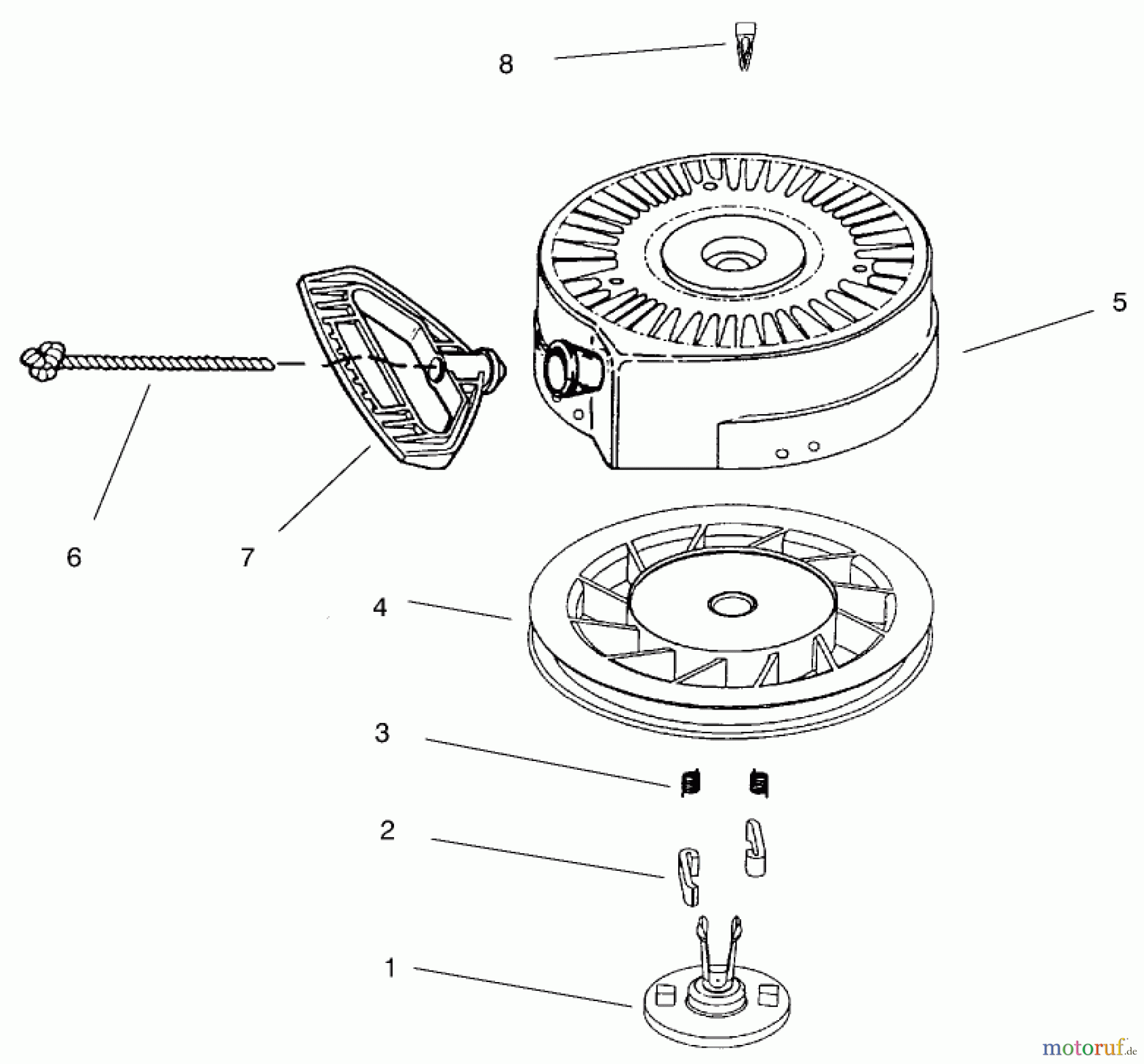  Toro Neu Snow Blowers/Snow Throwers Seite 1 38051 (522) - Toro 522 Snowthrower, 2000 (200000001-200999999) REWIND STARTER NO. 590742