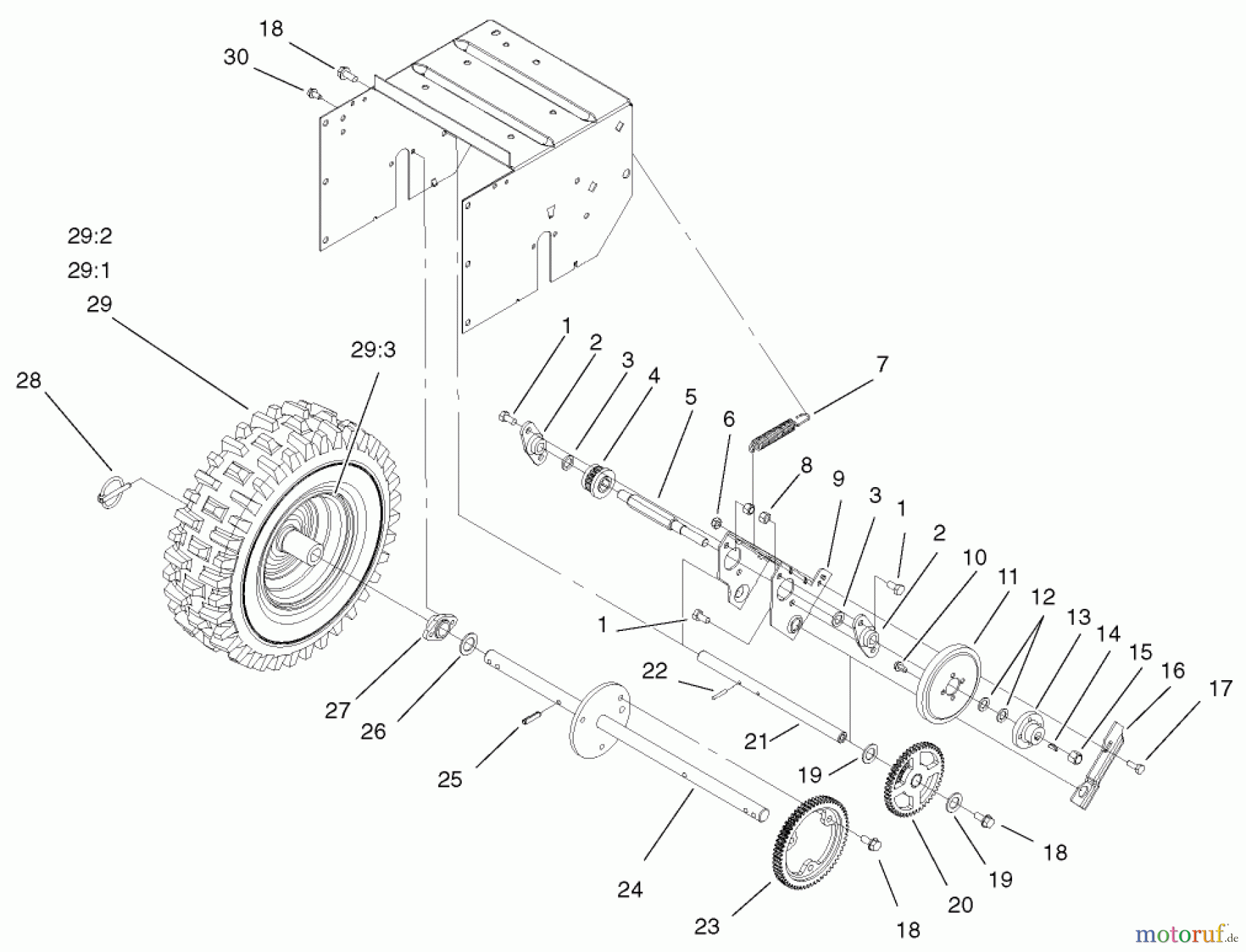  Toro Neu Snow Blowers/Snow Throwers Seite 1 38051 (522) - Toro 522 Snowthrower, 2000 (000000001-000999999) TRACTION ASSEMBLY #2