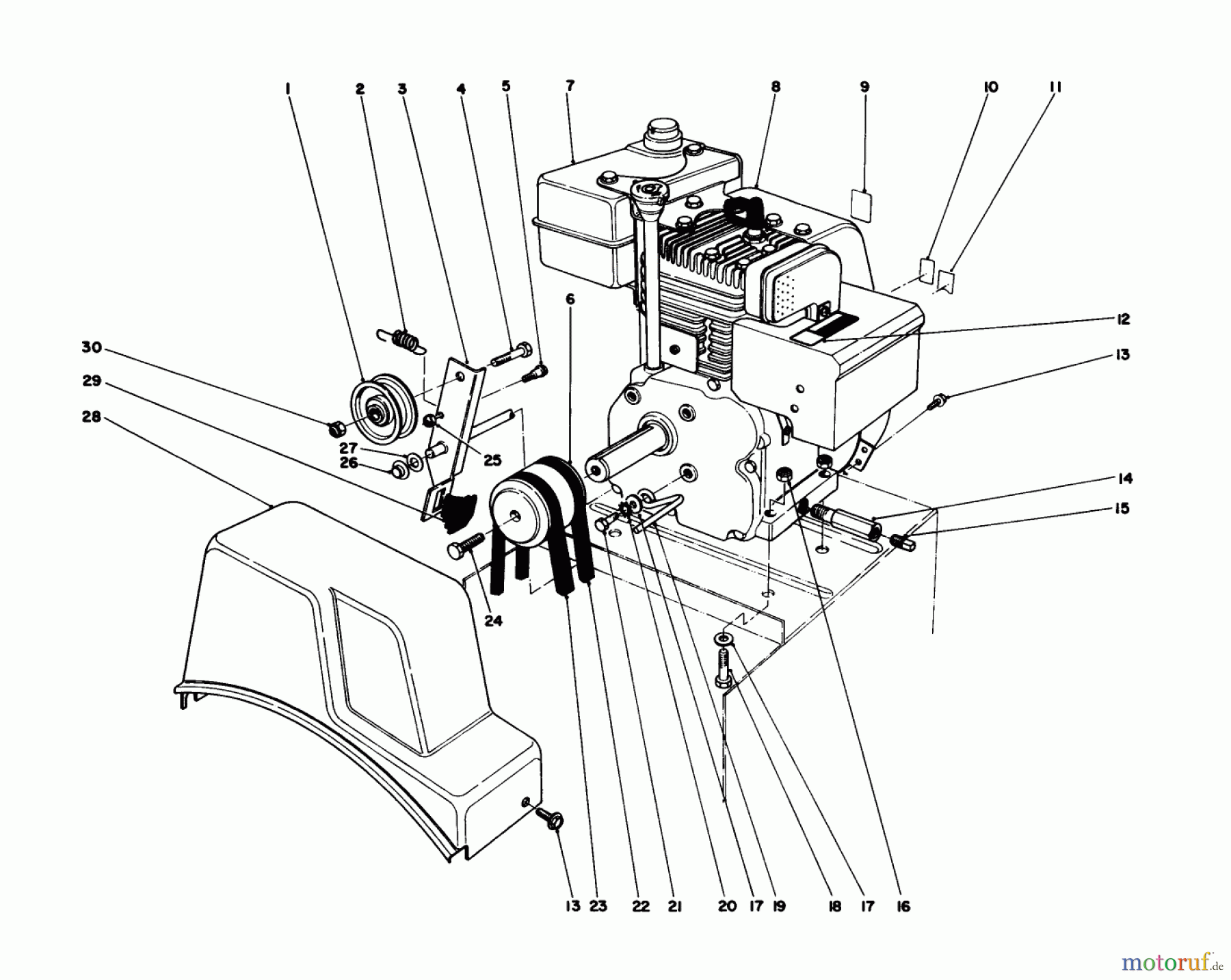  Toro Neu Snow Blowers/Snow Throwers Seite 1 38052 (521) - Toro 521 Snowthrower, 1986 (6000001-6999999) ENGINE ASSEMBLY