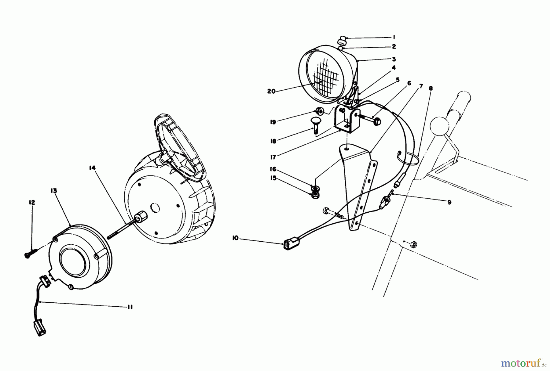  Toro Neu Snow Blowers/Snow Throwers Seite 1 38052 (521) - Toro 521 Snowthrower, 1986 (6000001-6999999) LIGHT KIT NO. 54-9821 (OPTIONAL)