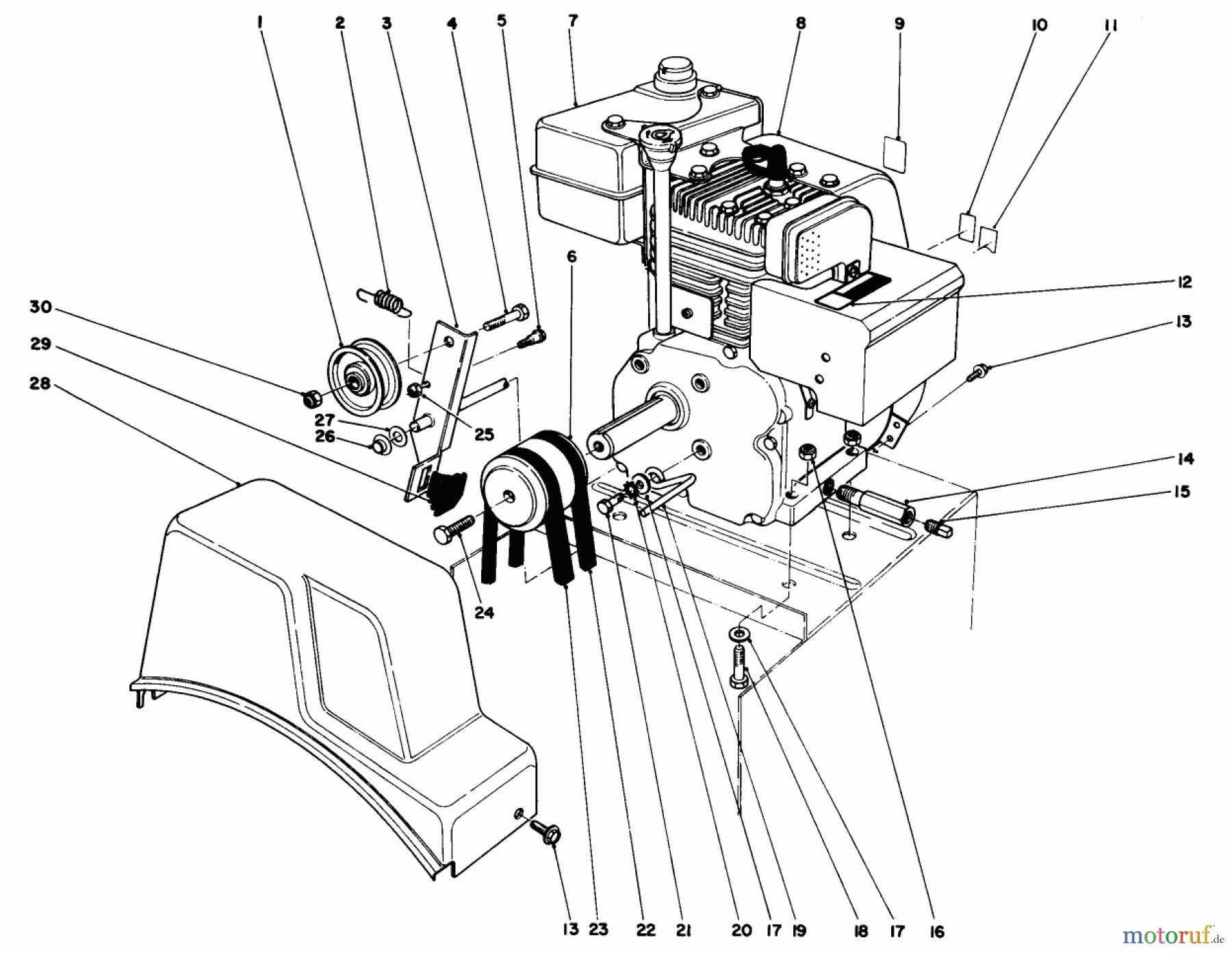  Toro Neu Snow Blowers/Snow Throwers Seite 1 38052 (521) - Toro 521 Snowthrower, 1992 (2000001-2999999) ENGINE ASSEMBLY