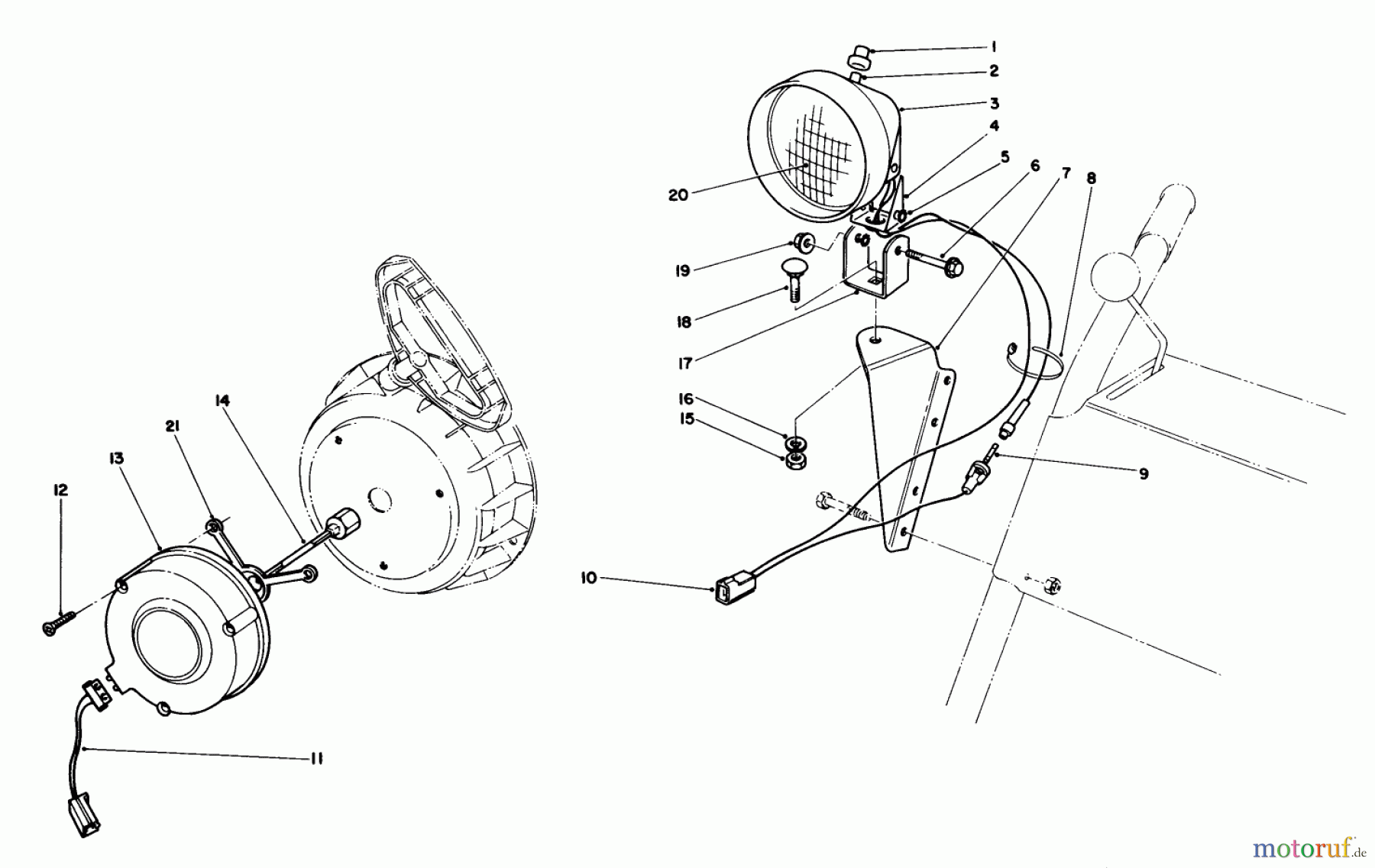  Toro Neu Snow Blowers/Snow Throwers Seite 1 38052 (521) - Toro 521 Snowthrower, 1992 (2000001-2999999) LIGHT KIT NO. 54-9822 (OPTIONAL)