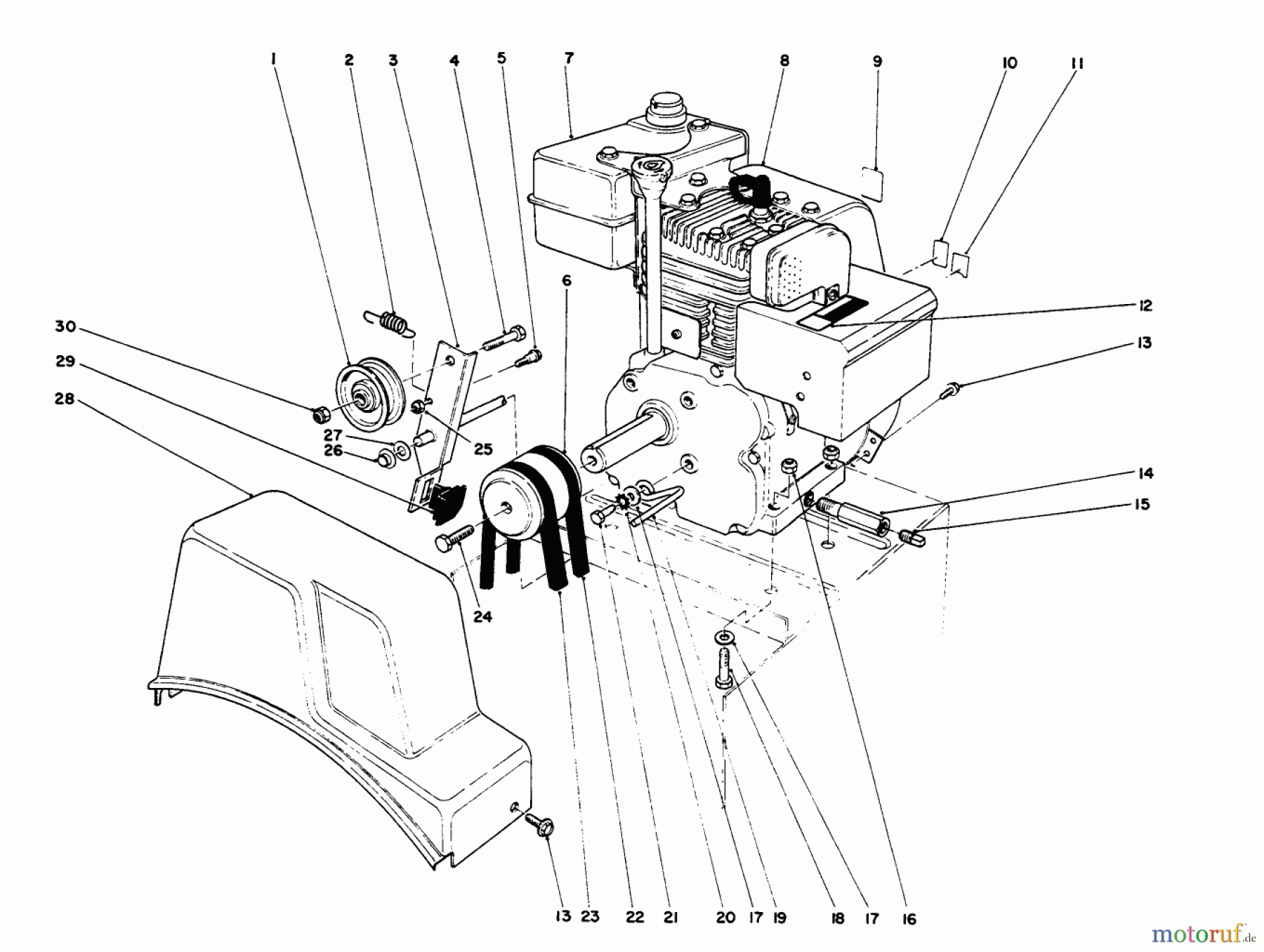  Toro Neu Snow Blowers/Snow Throwers Seite 1 38054 (521) - Toro 521 Snowthrower, 1994 (4900001-4999999) ENGINE ASSEMBLY