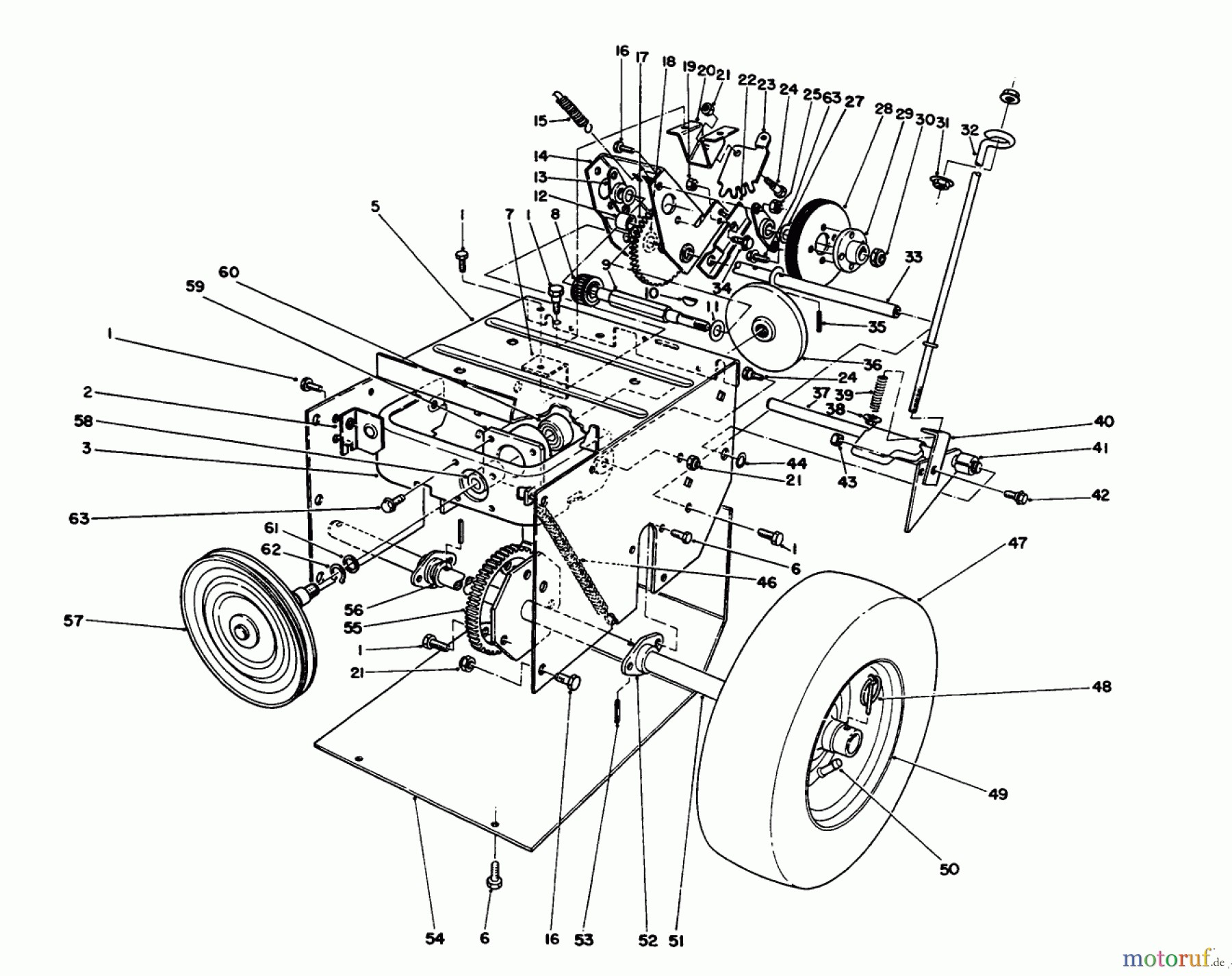  Toro Neu Snow Blowers/Snow Throwers Seite 1 38052 (521) - Toro 521 Snowthrower, 1994 (4900001-4999999) TRACTION ASSEMBLY