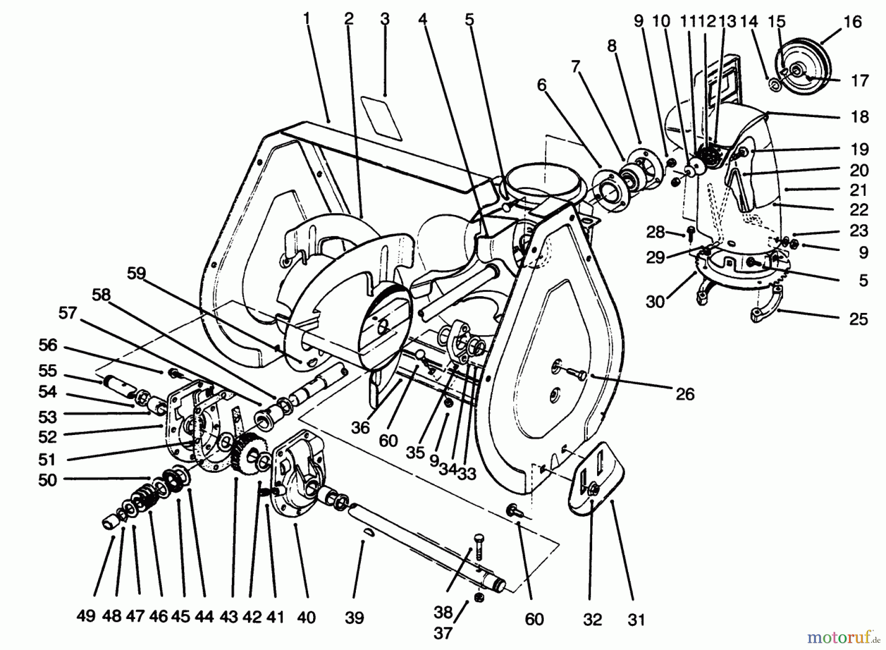  Toro Neu Snow Blowers/Snow Throwers Seite 1 38054 (521) - Toro 521 Snowthrower, 1996 (6900001-6999999) AUGER ASSEMBLY