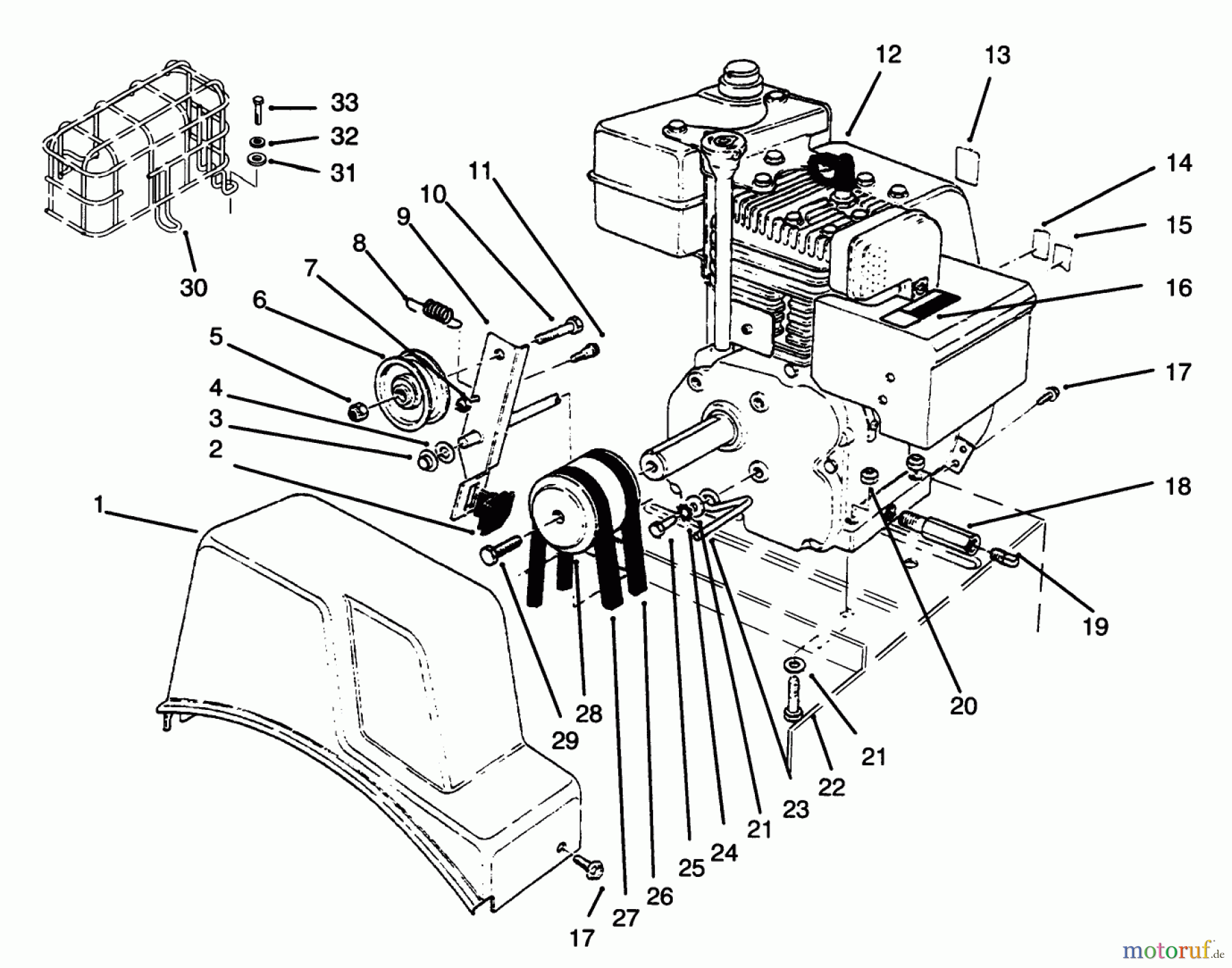  Toro Neu Snow Blowers/Snow Throwers Seite 1 38054 (521) - Toro 521 Snowthrower, 1996 (6900001-6999999) ENGINE ASSEMBLY