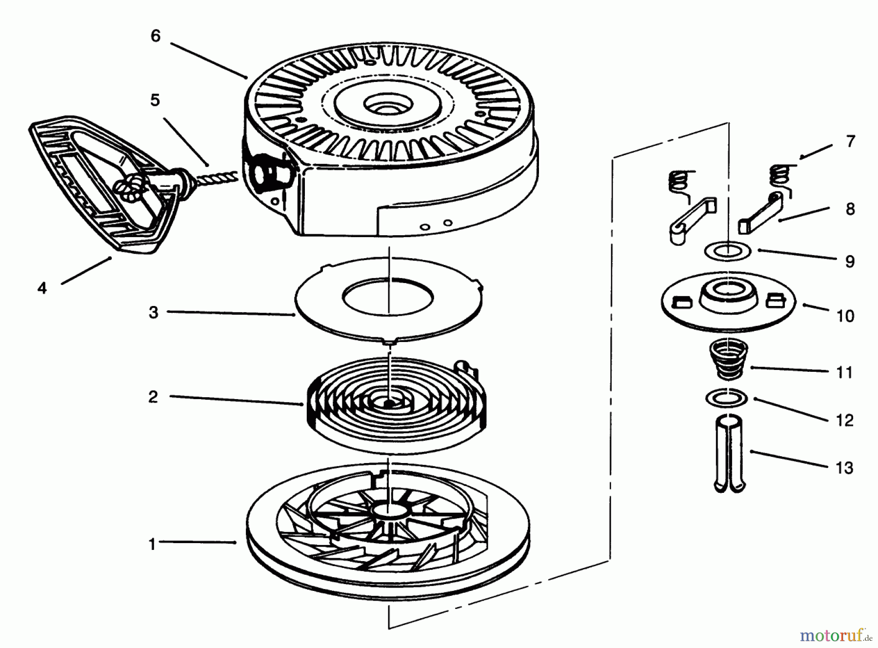  Toro Neu Snow Blowers/Snow Throwers Seite 1 38052 (521) - Toro 521 Snowthrower, 1996 (69000001-69999999) REWIND STARTER NO. 590646