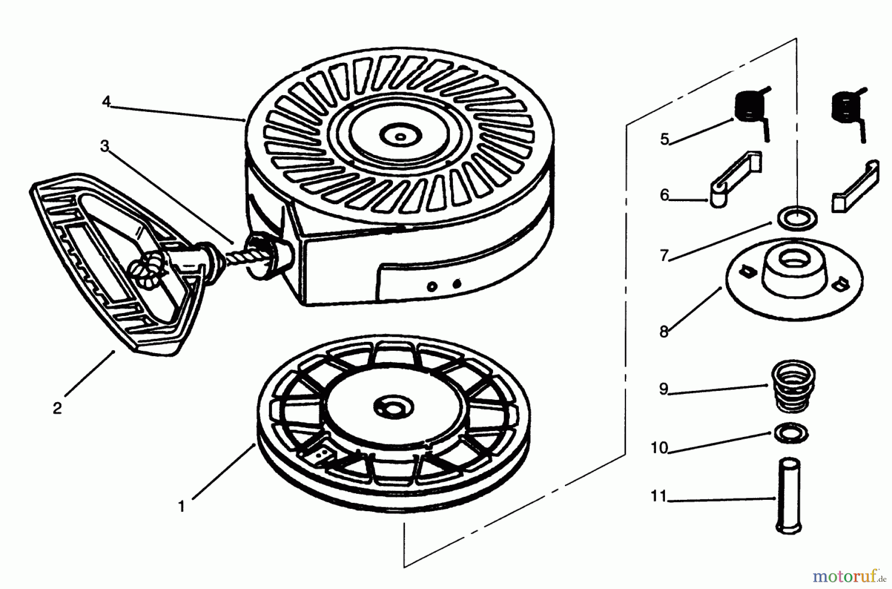  Toro Neu Snow Blowers/Snow Throwers Seite 1 38052 (521) - Toro 521 Snowthrower, 1996 (69000001-69999999) REWIND STARTER NO. 590707