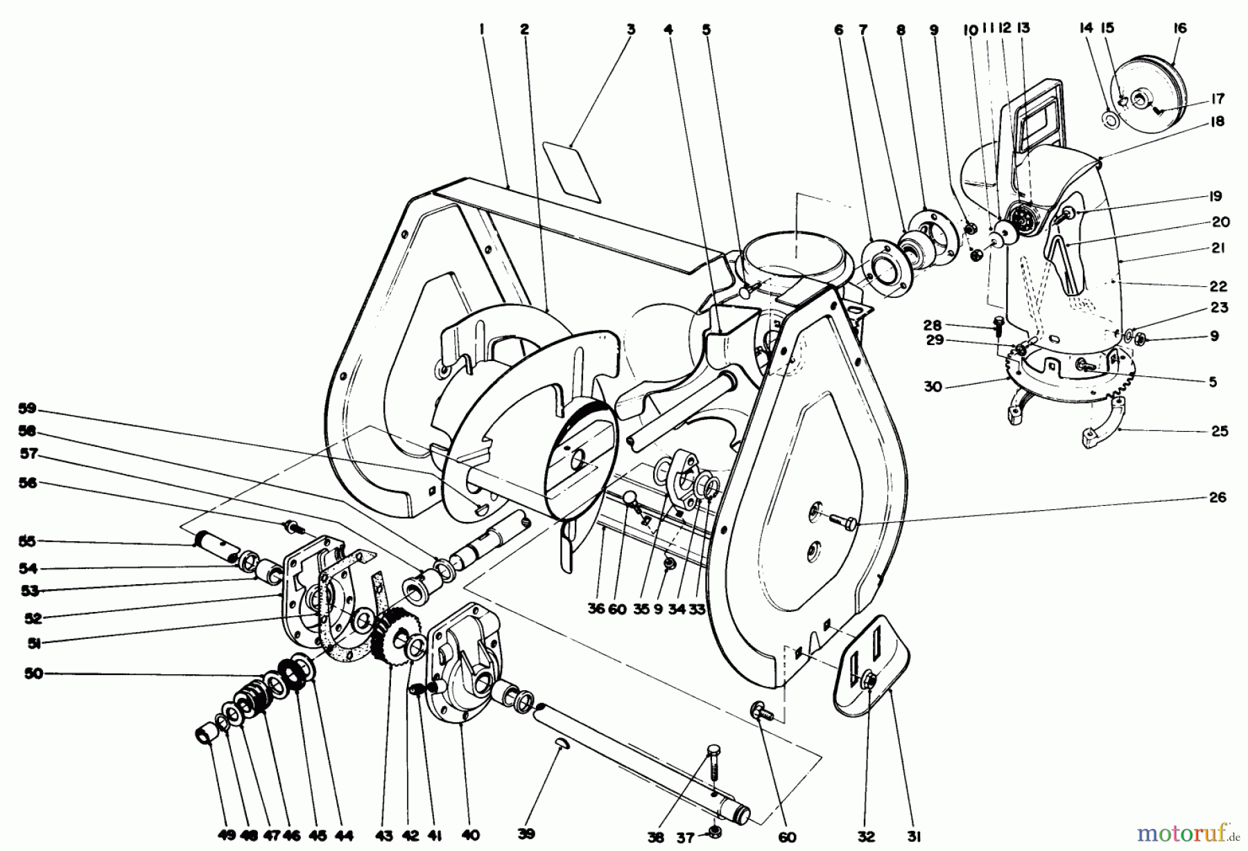  Toro Neu Snow Blowers/Snow Throwers Seite 1 38054 (521) - Toro 521 Snowthrower, 1992 (2000001-2999999) AUGER ASSEMBLY