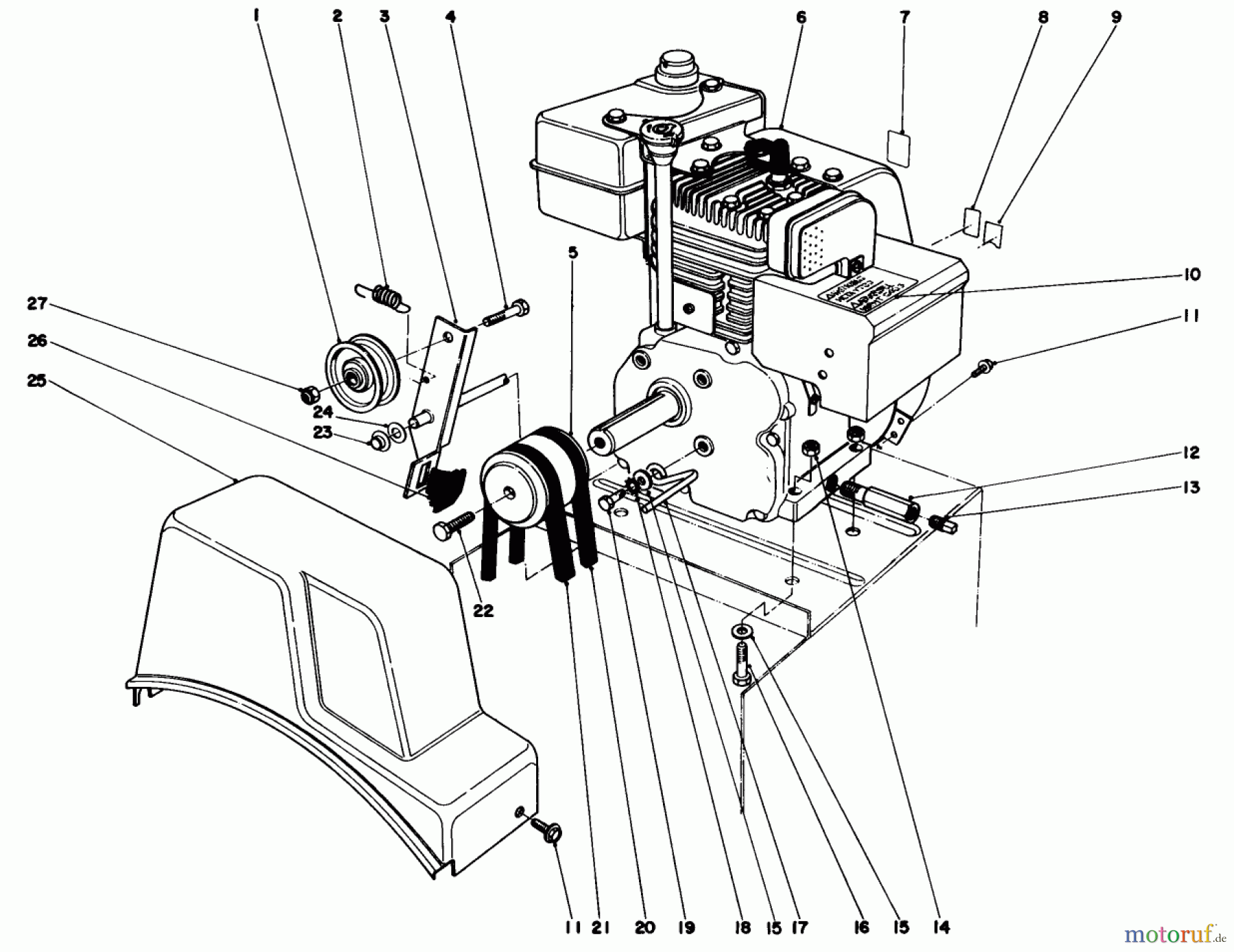  Toro Neu Snow Blowers/Snow Throwers Seite 1 38056 (521) - Toro 521 Snowthrower, 1984 (4000001-4999999) ENGINE ASSEMBLY