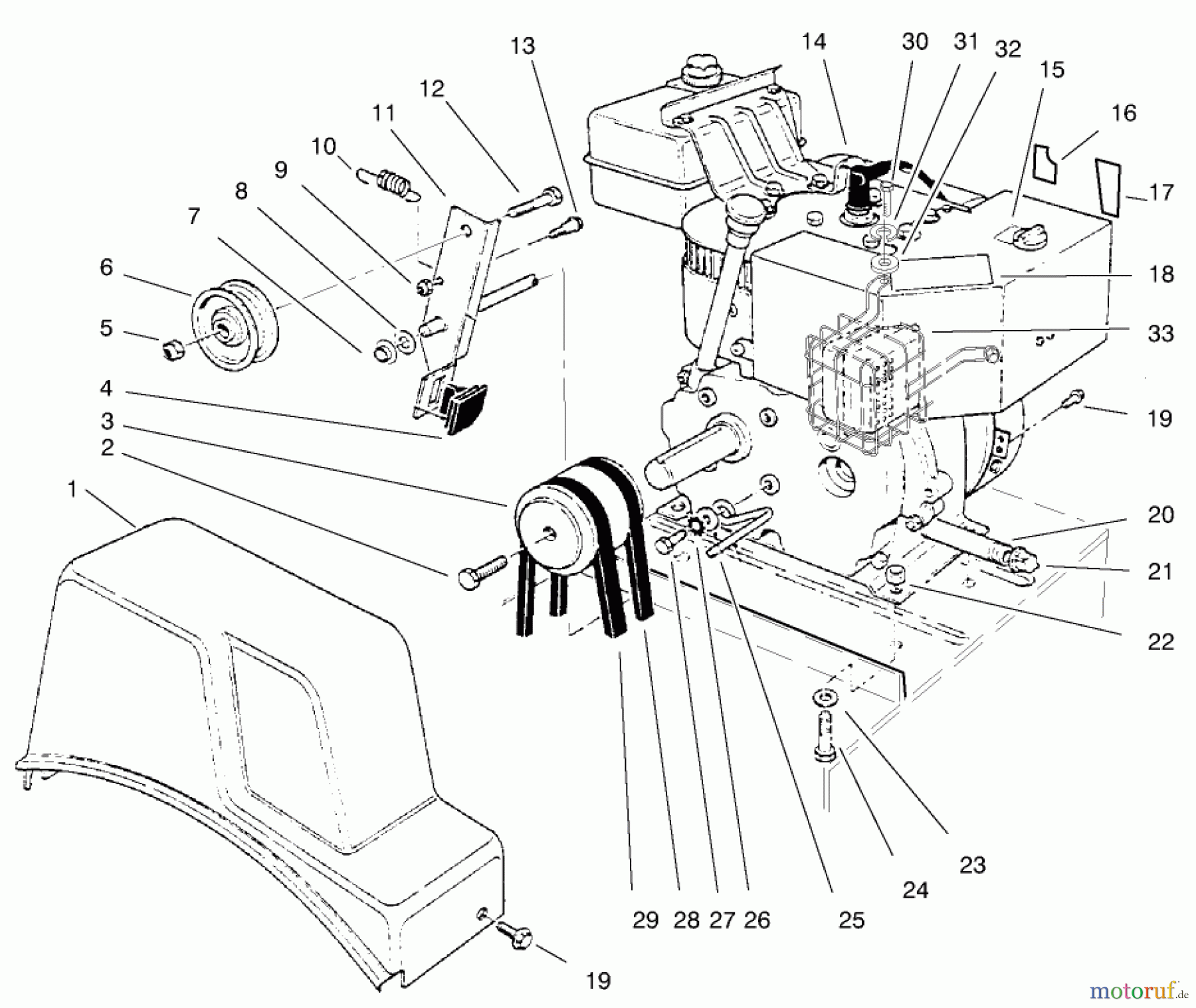  Toro Neu Snow Blowers/Snow Throwers Seite 1 38062 (622) - Toro 622 Snowthrower, 1998 (8900001-8999999) ENGINE ASSEMBLY