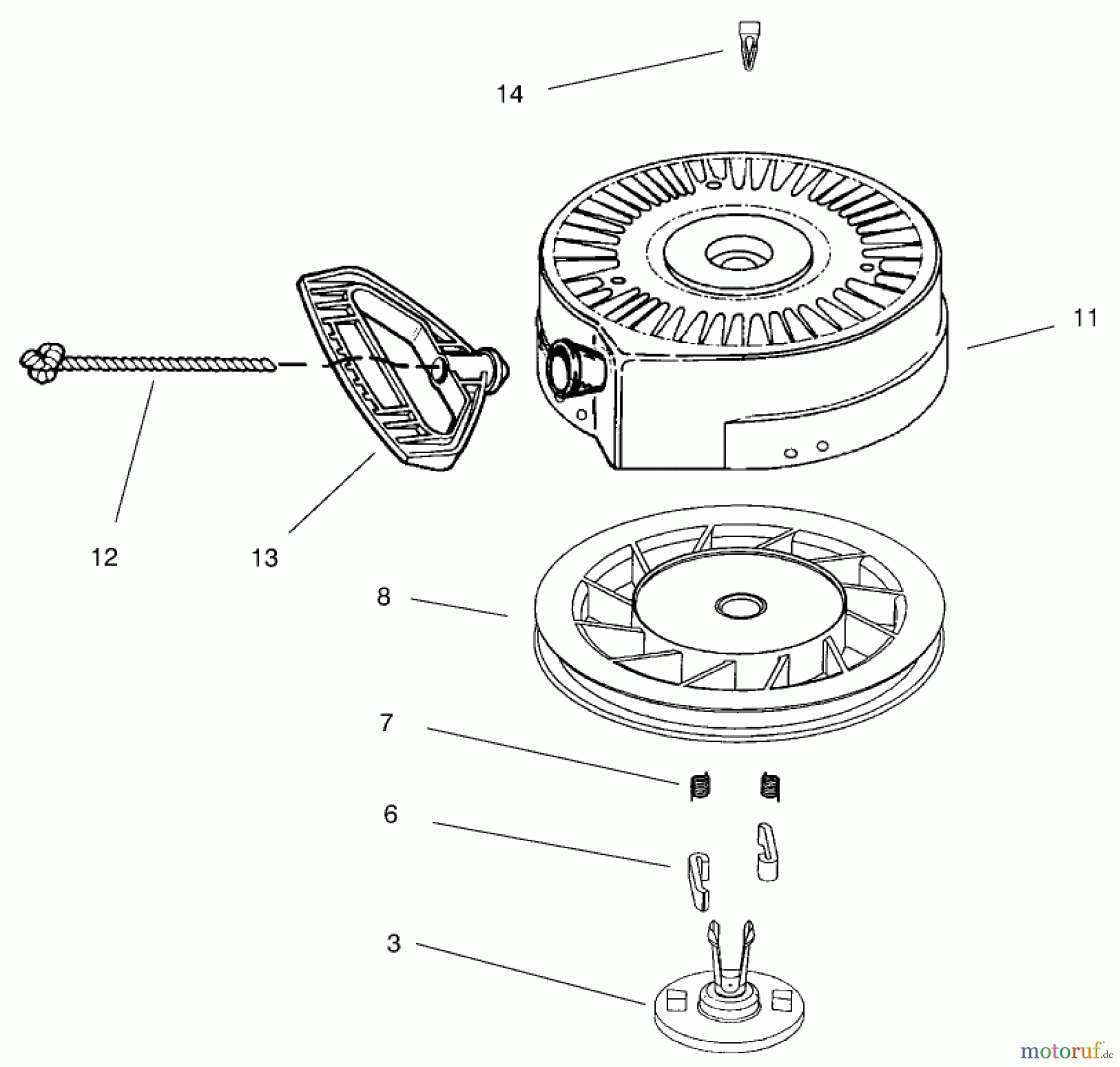  Toro Neu Snow Blowers/Snow Throwers Seite 1 38062 (622) - Toro 622 Snowthrower, 1998 (8900001-8999999) RECOIL STARTER NO. 590742