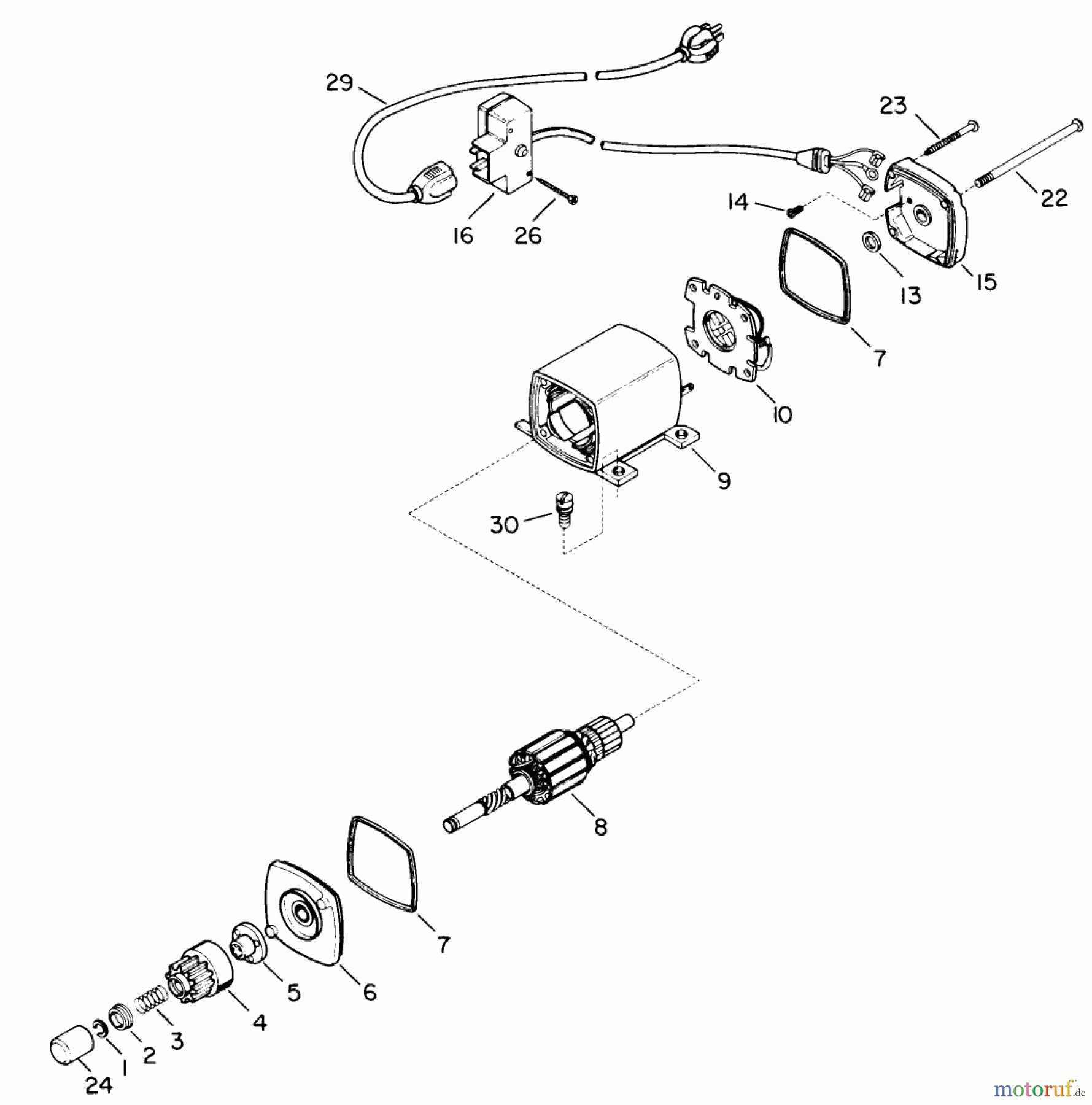  Toro Neu Snow Blowers/Snow Throwers Seite 1 38065 (624) - Toro 624 Snowthrower, 1989 (9000001-9999999) STARTER MOTOR KIT-MODEL 38-7590 (OPTIONAL)