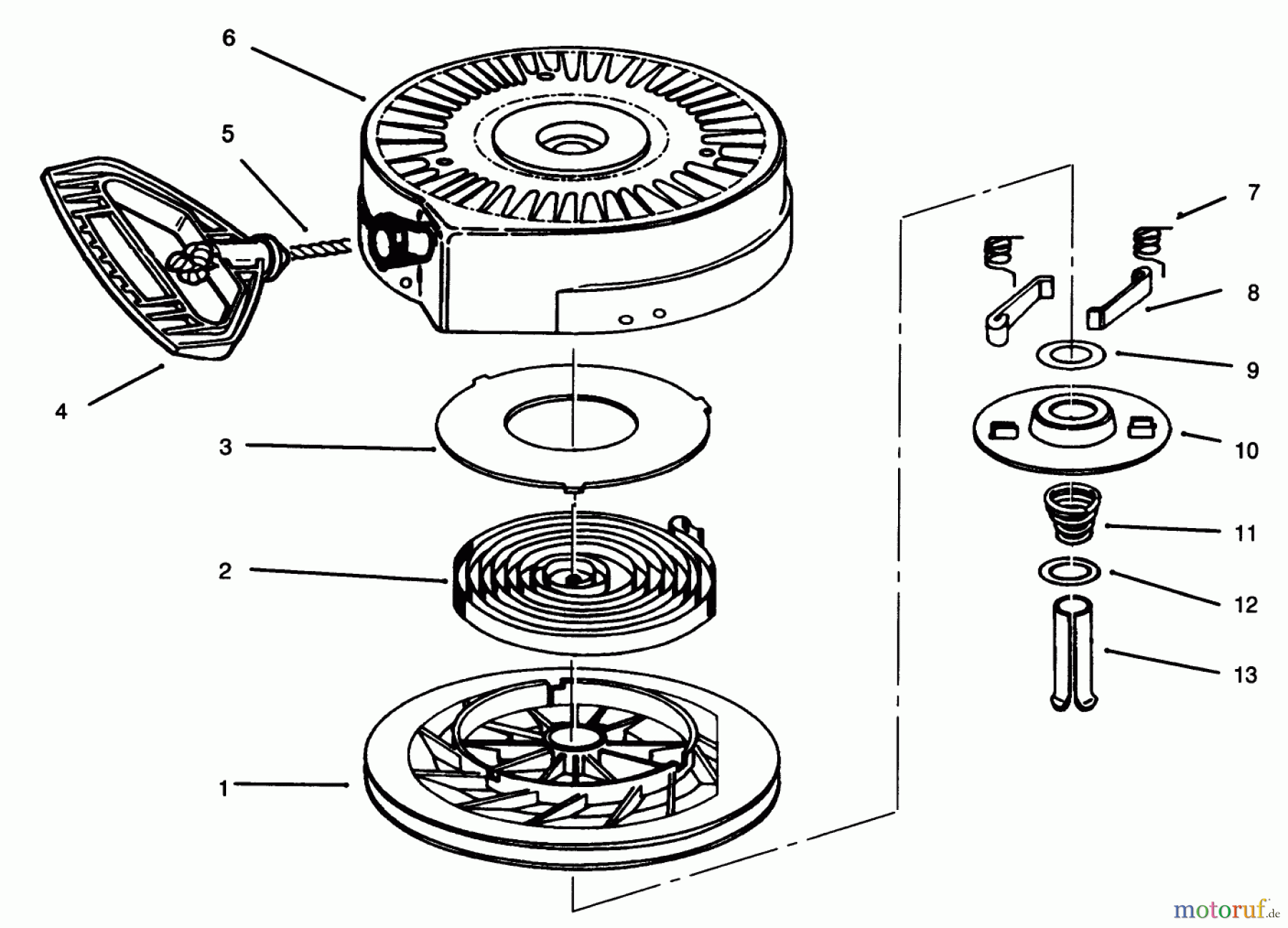  Toro Neu Snow Blowers/Snow Throwers Seite 1 38073 (724) - Toro 724 Snowthrower, 1996 (6900001-6999999) REWIND STARTER N0. 590646
