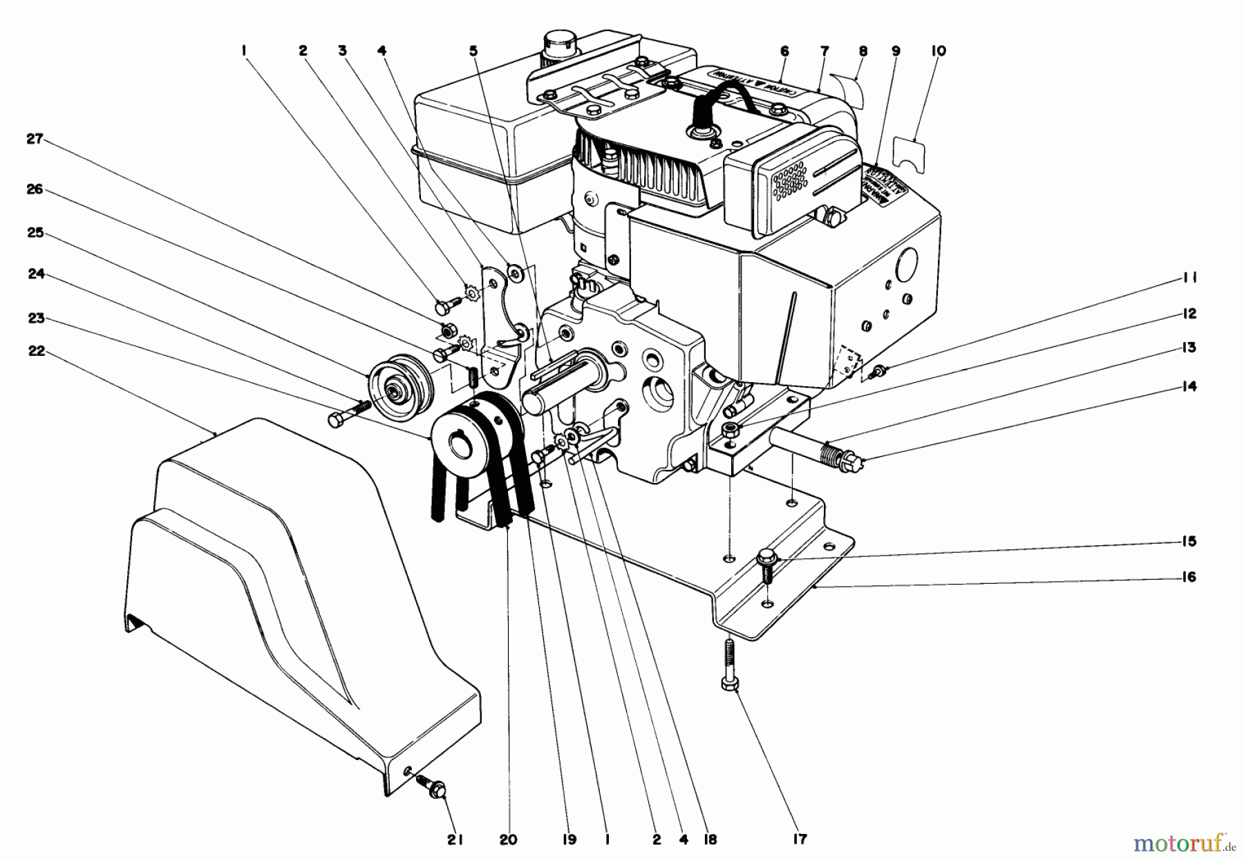  Toro Neu Snow Blowers/Snow Throwers Seite 1 38080 (824) - Toro 824 Snowthrower, 1980 (0000001-0999999) ENGINE ASSEMBLY