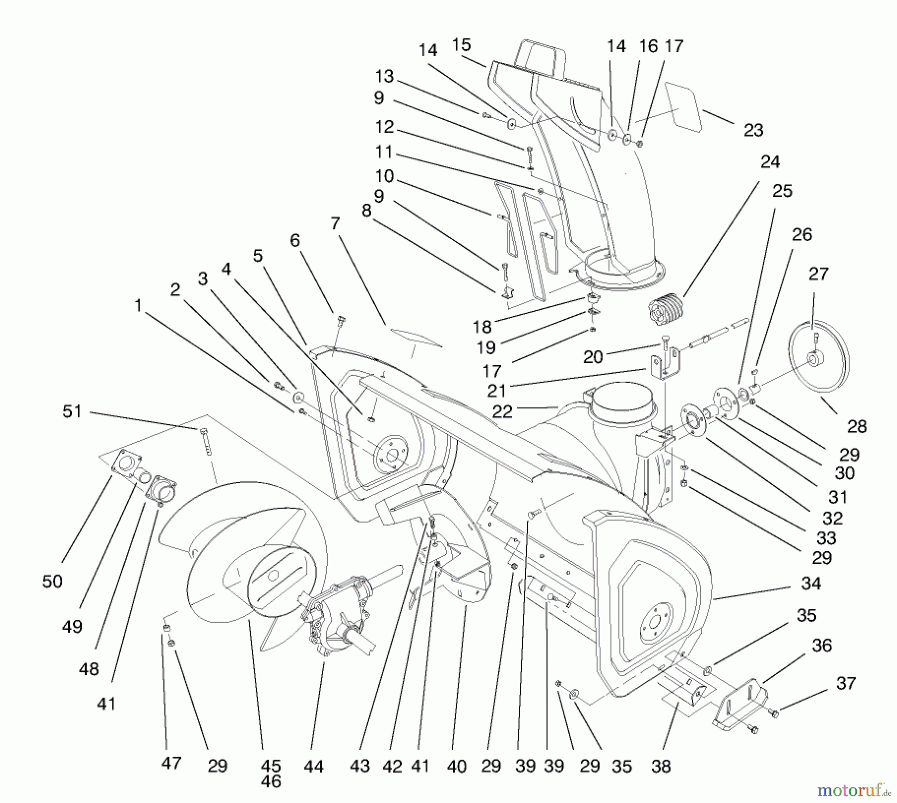  Toro Neu Snow Blowers/Snow Throwers Seite 1 38084 (824XL) - Toro 824XL Power Throw Snowthrower, 1997 (7900001-7999999) AUGER AND HOUSING ASSEMBLY