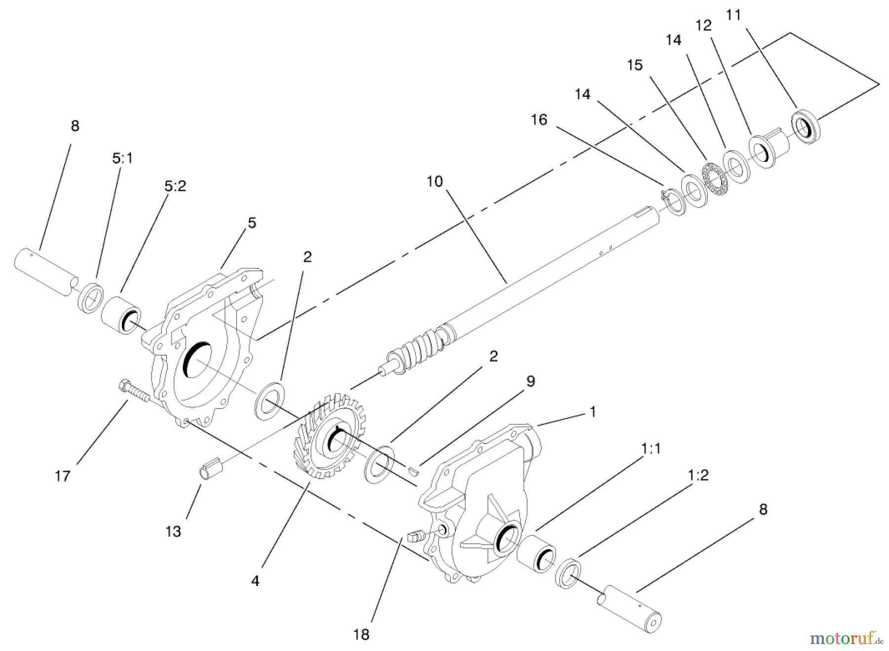  Toro Neu Snow Blowers/Snow Throwers Seite 1 38087 (1332) - Toro 1332 Power Shift Snowthrower, 2000 (200000001-200999999) AUGER GEARCASE ASSEMBLY NO. 74-1562