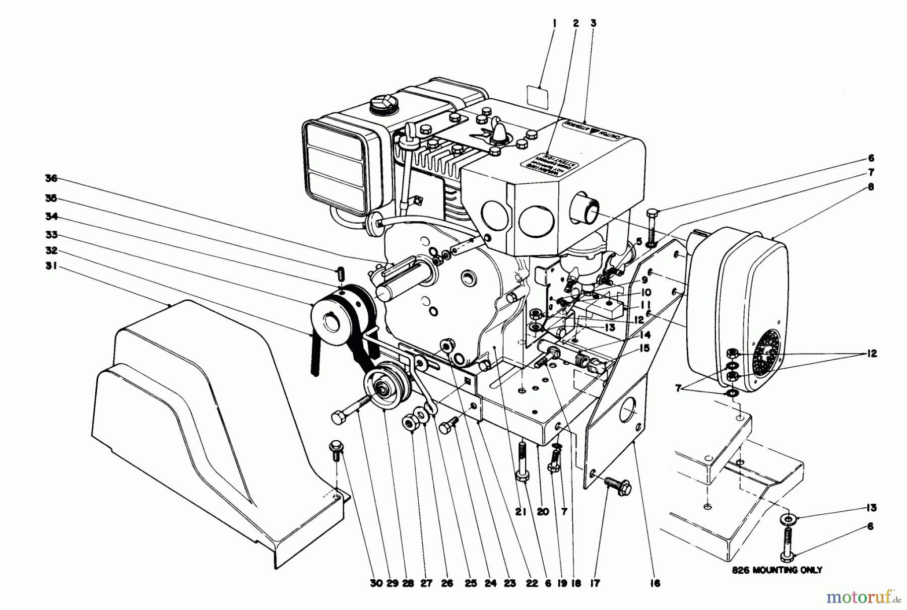  Toro Neu Snow Blowers/Snow Throwers Seite 1 38090 (1132) - Toro 1132 Snowthrower, 1979 (9000001-9999999) ENGINE ASSEMBLY