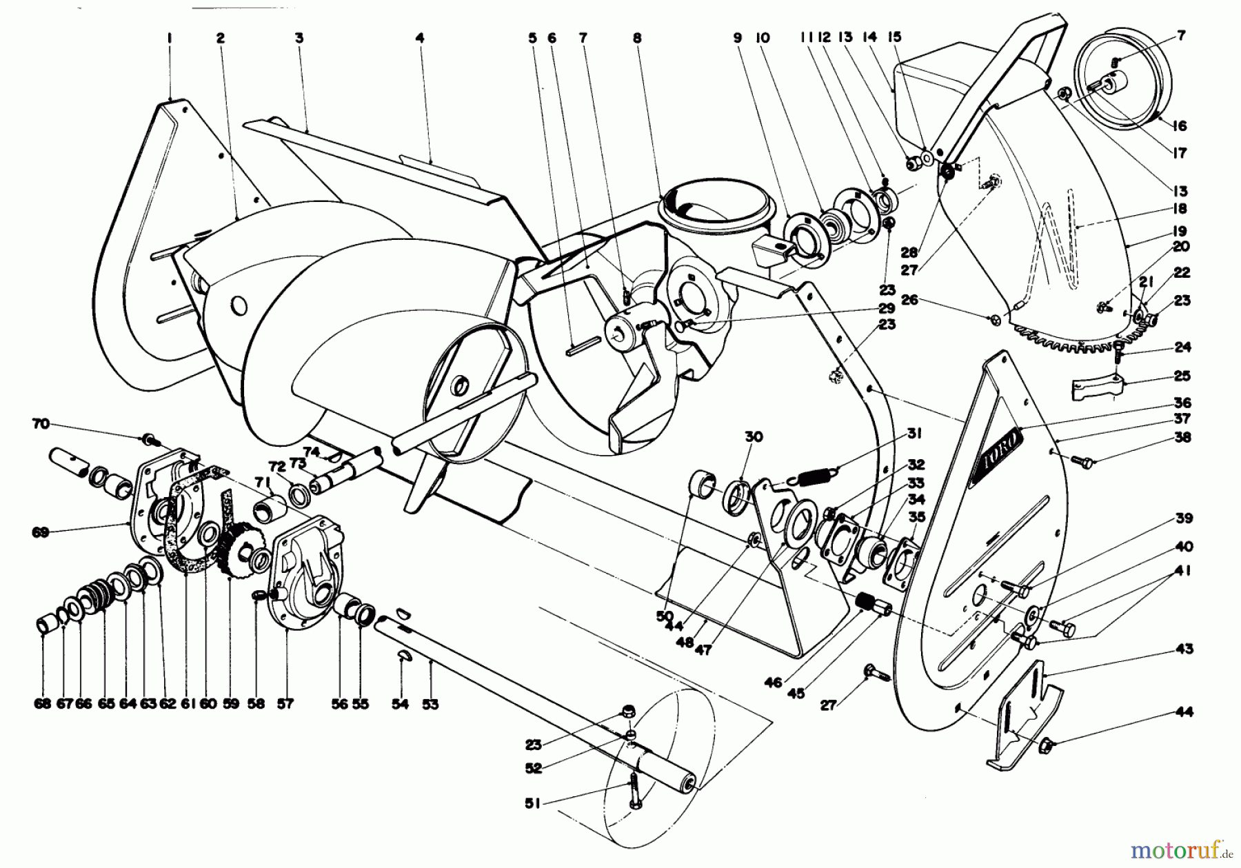  Toro Neu Snow Blowers/Snow Throwers Seite 1 38090 (1132) - Toro 1132 Snowthrower, 1981 (1000001-1999999) AUGER ASSEMBLY