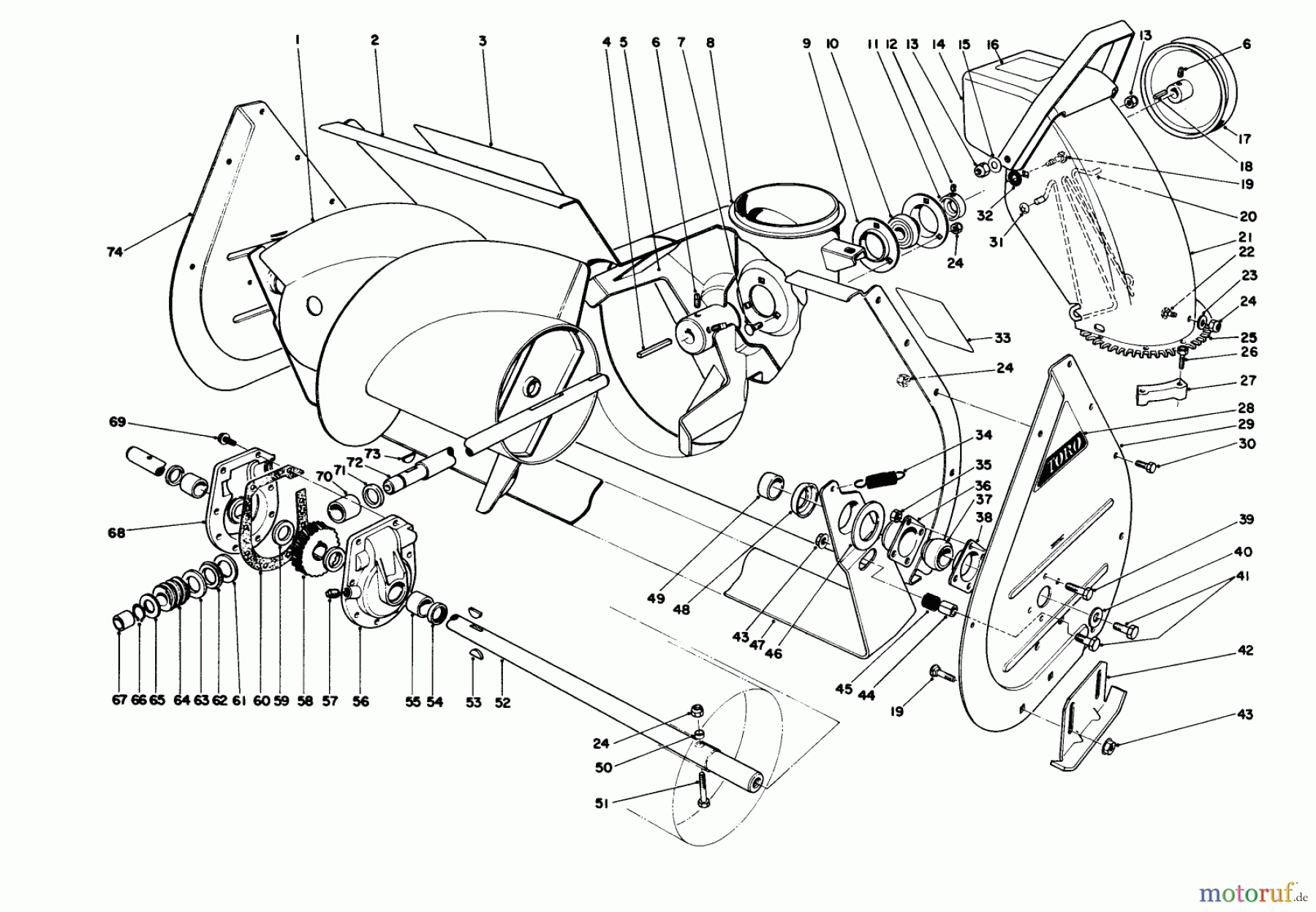  Toro Neu Snow Blowers/Snow Throwers Seite 1 38090 (1132) - Toro 1132 Snowthrower, 1986 (6000001-6999999) AUGER ASSEMBLY