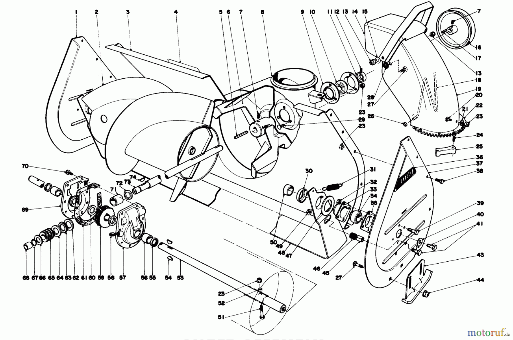  Toro Neu Snow Blowers/Snow Throwers Seite 1 38160 (1132) - Toro 1132 Snowthrower, 1979 (9000001-9999999) AUGER ASSEMBLY