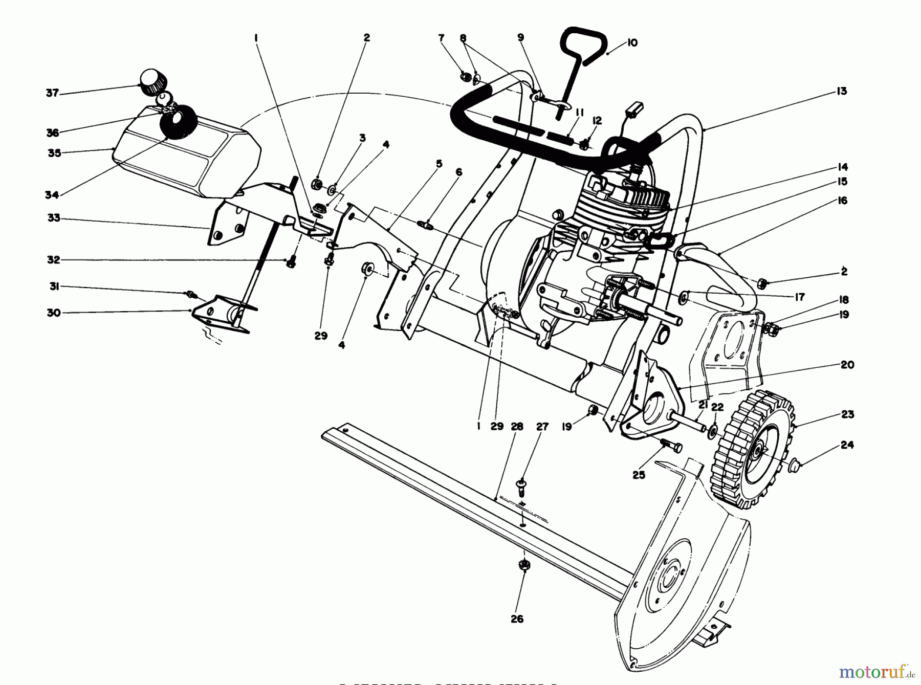  Toro Neu Snow Blowers/Snow Throwers Seite 1 38165 (S-620) - Toro S-620 Snowthrower, 1985 (5010001-5999999) ENGINE ASSEMBLY