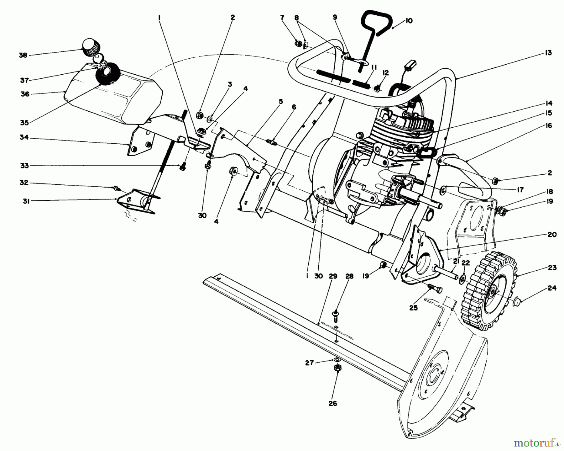  Toro Neu Snow Blowers/Snow Throwers Seite 1 38165 (S-620) - Toro S-620 Snowthrower, 1991 (1000001-1999999) ENGINE ASSEMBLY
