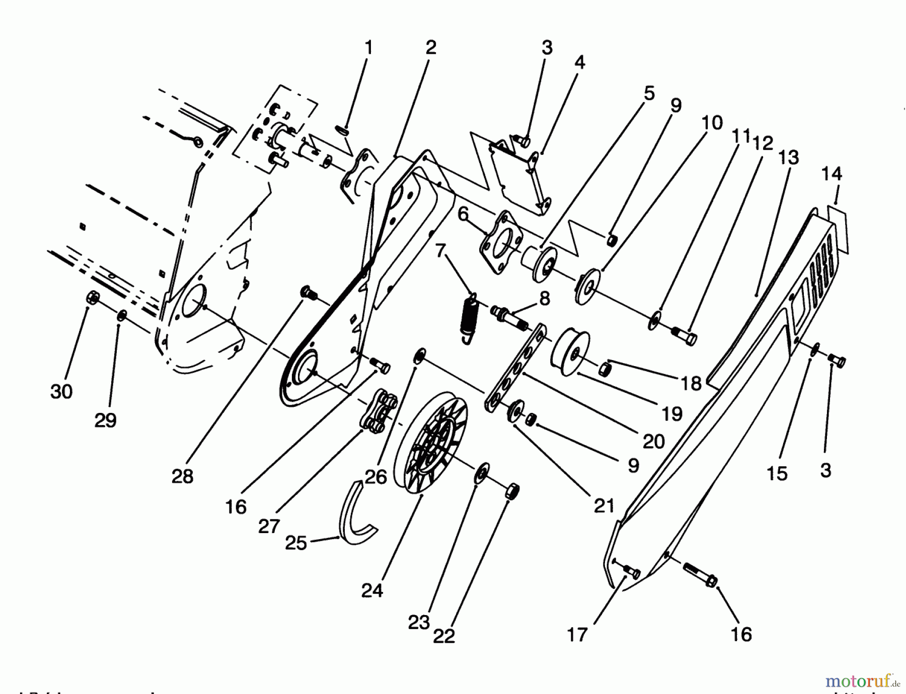  Toro Neu Snow Blowers/Snow Throwers Seite 1 38176 - Toro CCR Powerlite Snowthrower, 1994 (4900001-4999999) PULLEY & BELT COVER ASSEMBLY